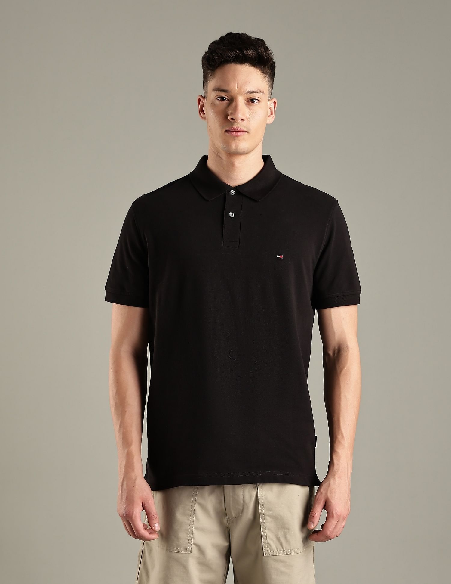 Tommy Hilfiger Solid Regular-Fit Cotton Polo Shirt