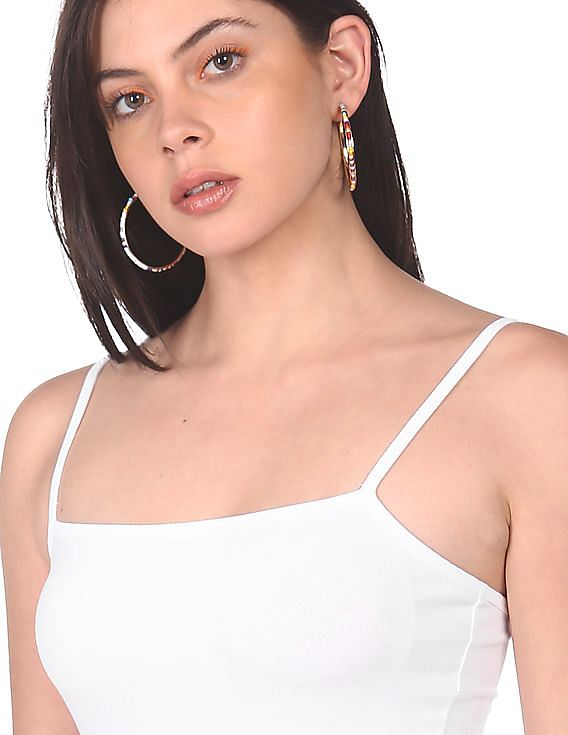Buy Calvin Klein Jeans Women White Logo Tape Strappy Bodycon