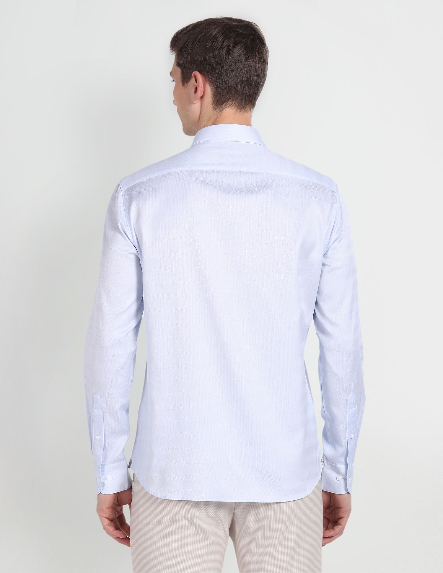 Arrow Patterned Dobby Cotton Shirt