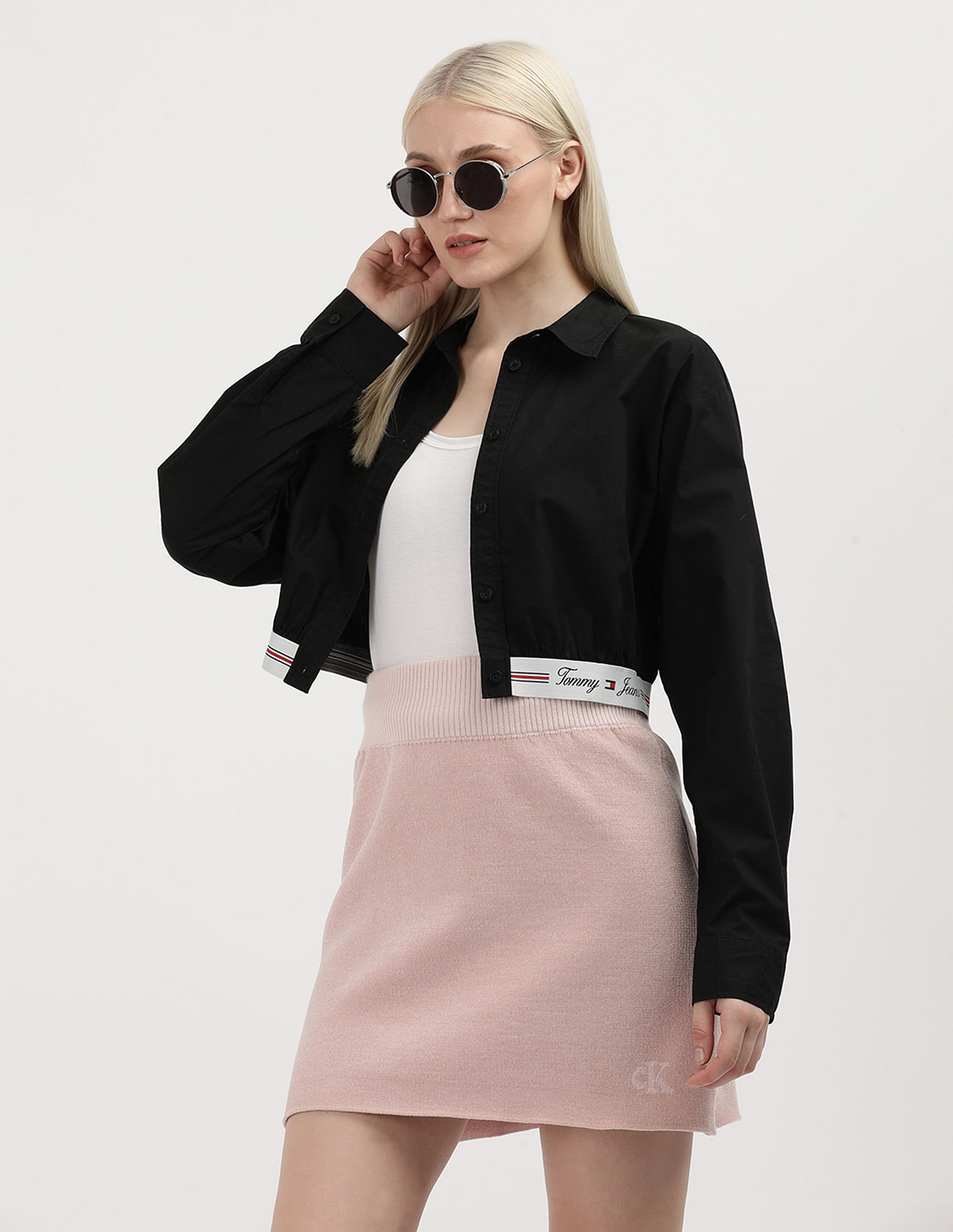 Tommy Hilfiger Crop Logo Taping Cotton Shirt