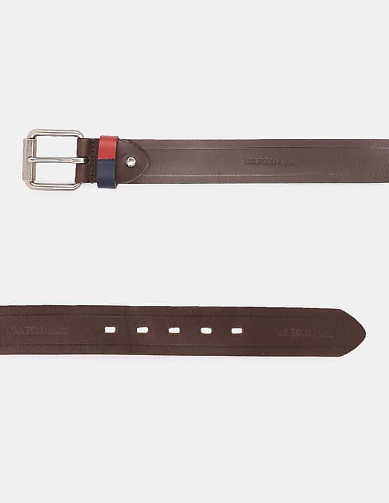 U.S. Polo Assn. Brown Textured Leather Belt