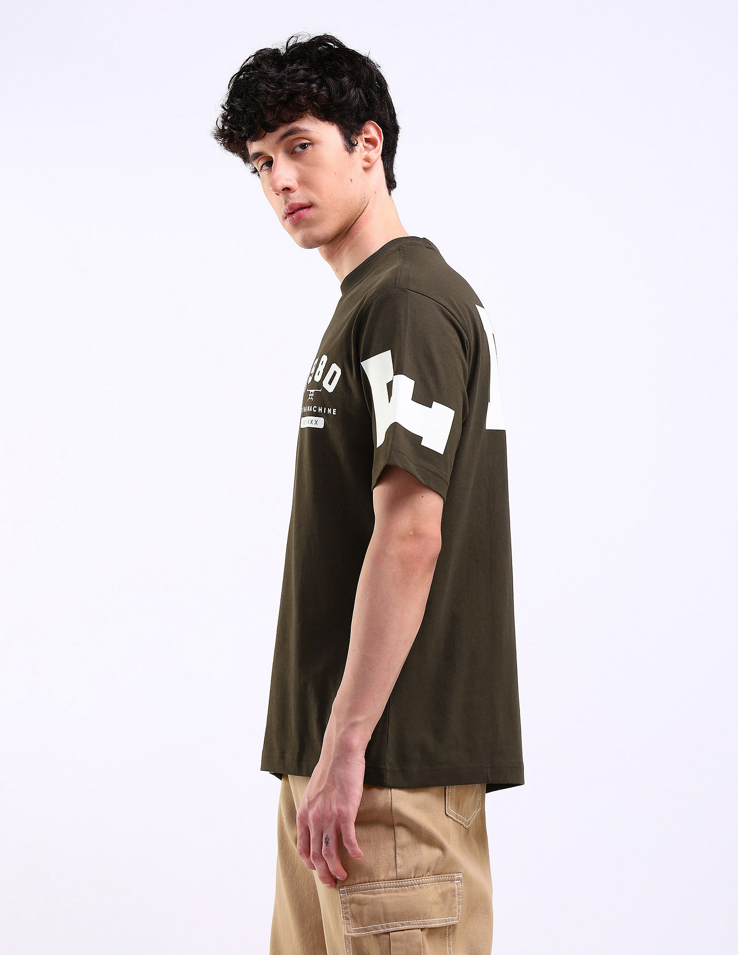 Flying Machine Typography Print Relaxed Fit T-Shirt