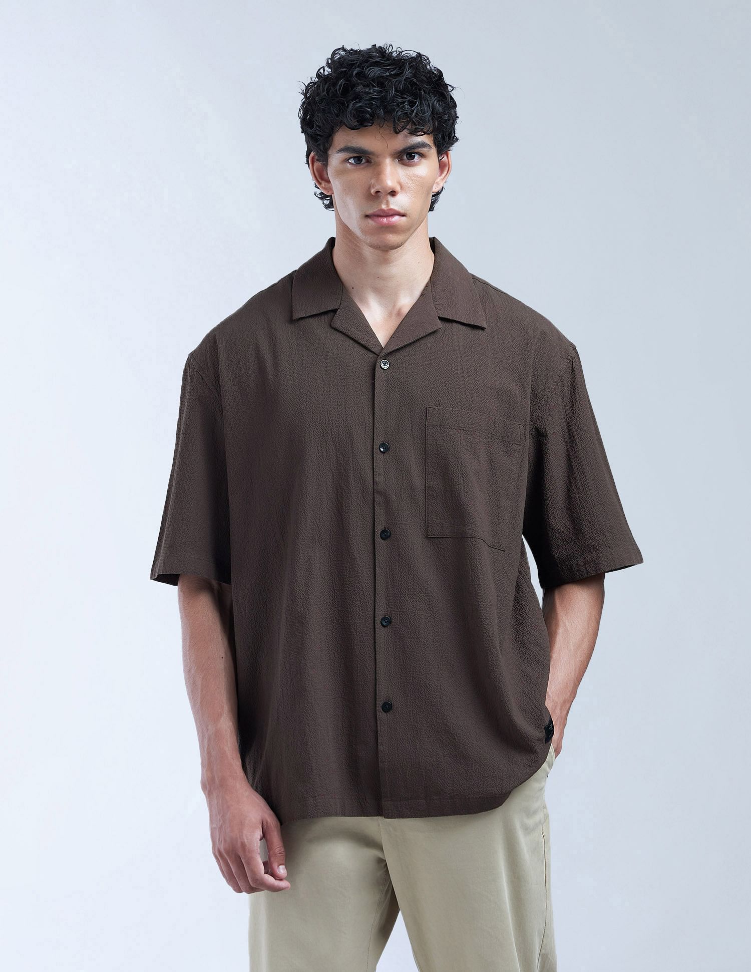 Flying Machine Solid Oversized Fit Digitopia Shirt