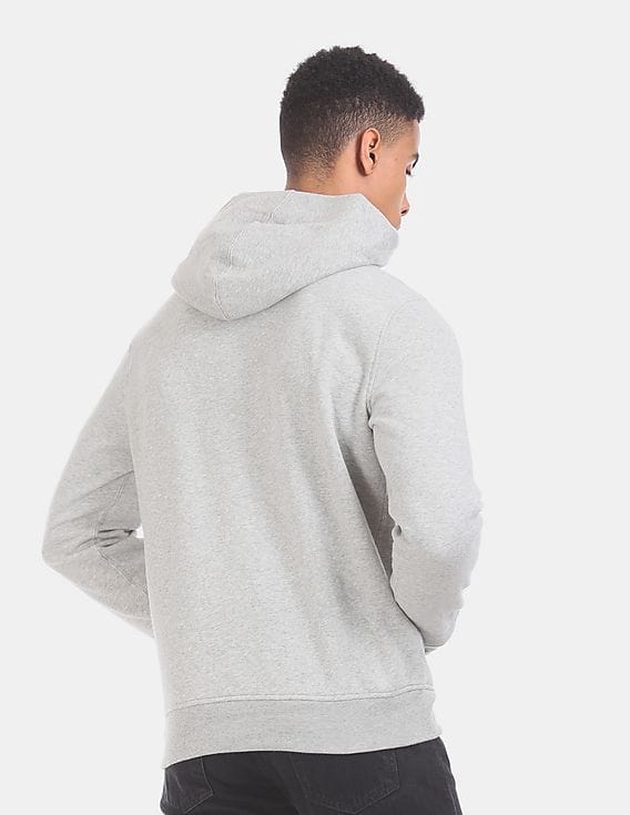 Buy GAP Men Grey Mountain Logo Applique Hooded Pullover Sweatshirt