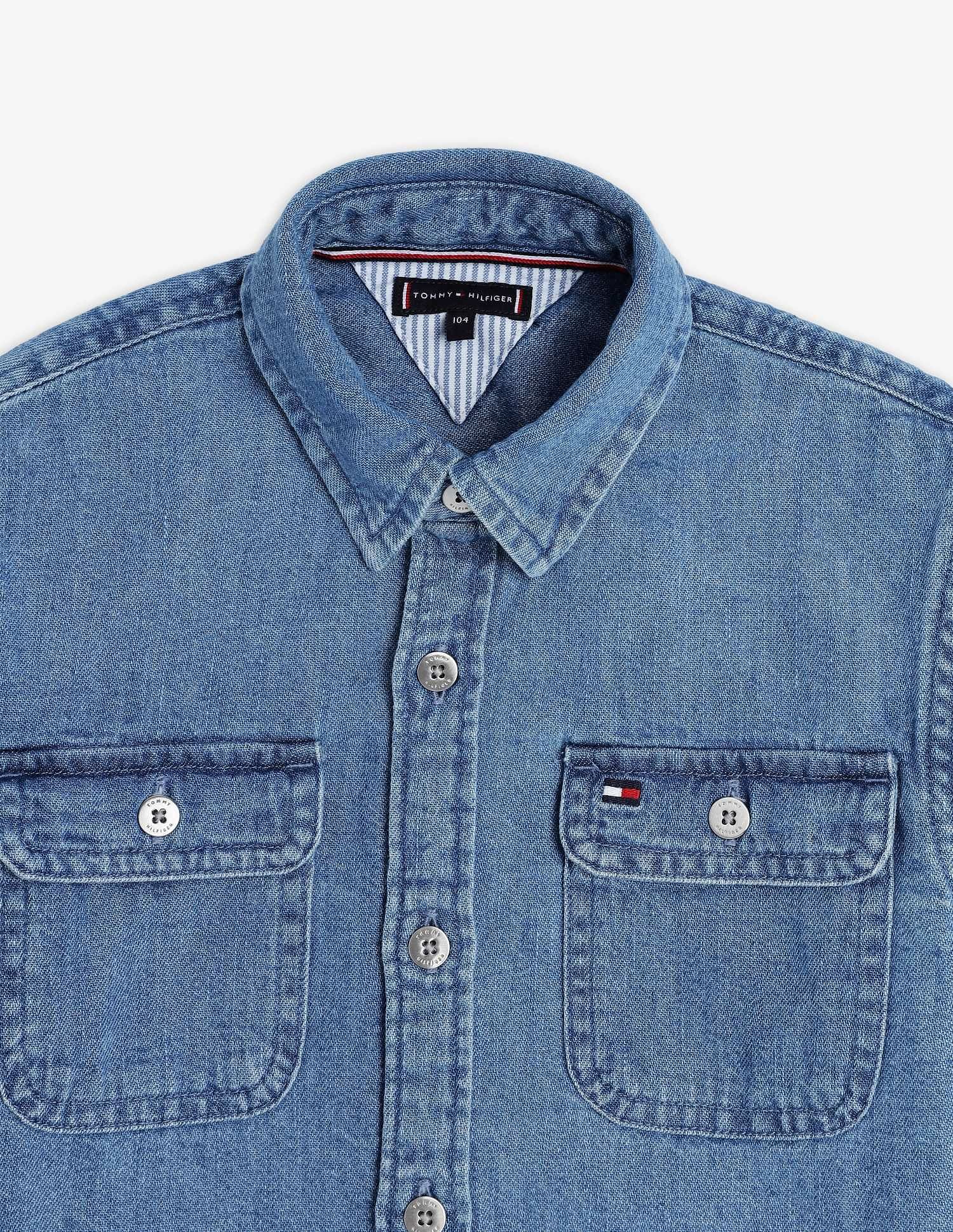Tommy Hilfiger Kids Boys Solid Regular Fit Twill Woven Shirt