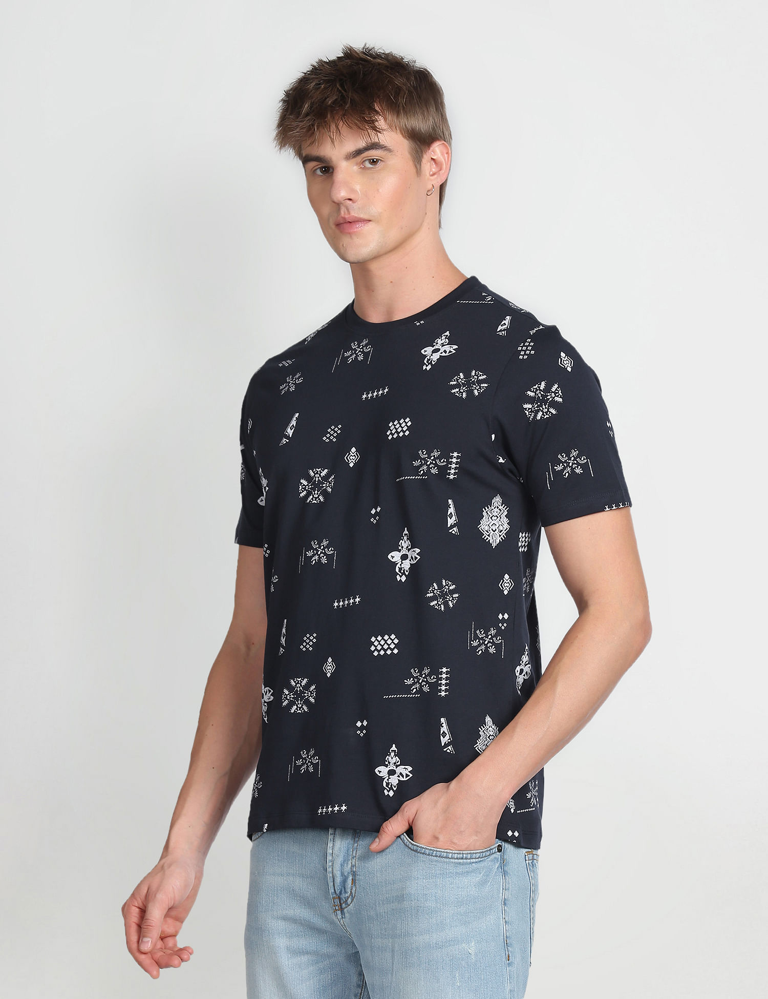 Flying Machine Graphic Print Cotton T-Shirt