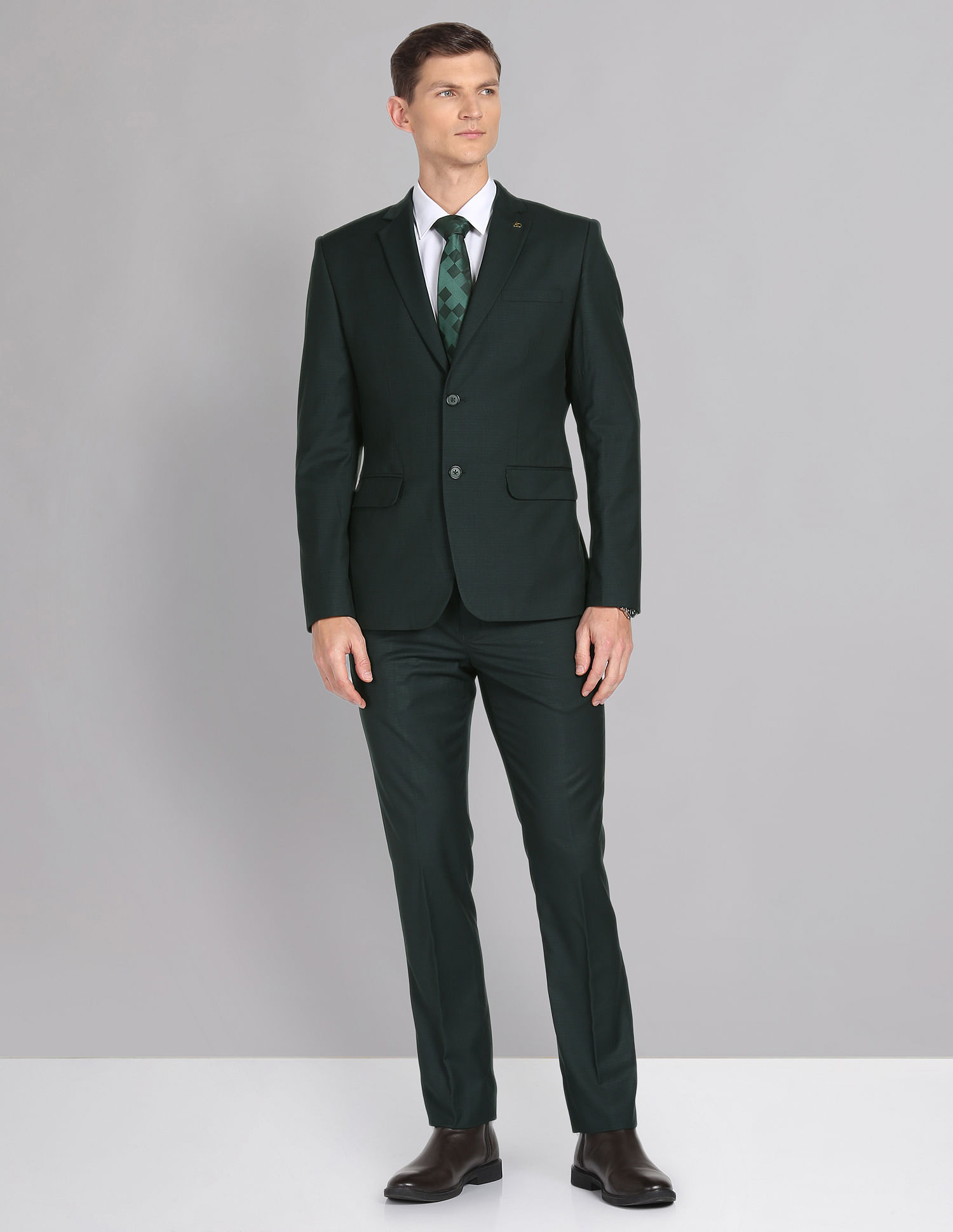 AD by Arvind Tailored Regular Fit Checked Two Piece Suit