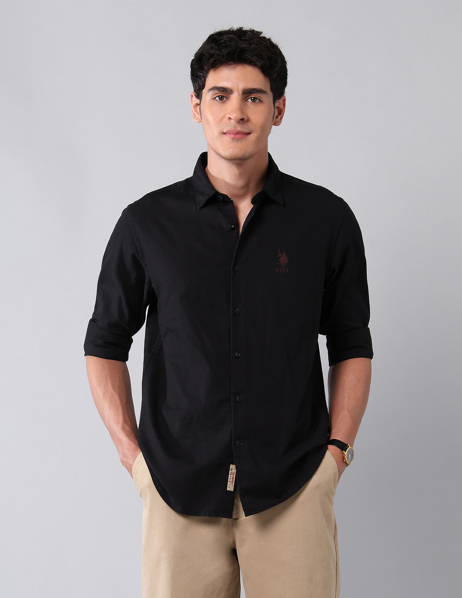 U.S. Polo Assn. Denim Co. Pure Cotton Regular Fit Dobby Shirt
