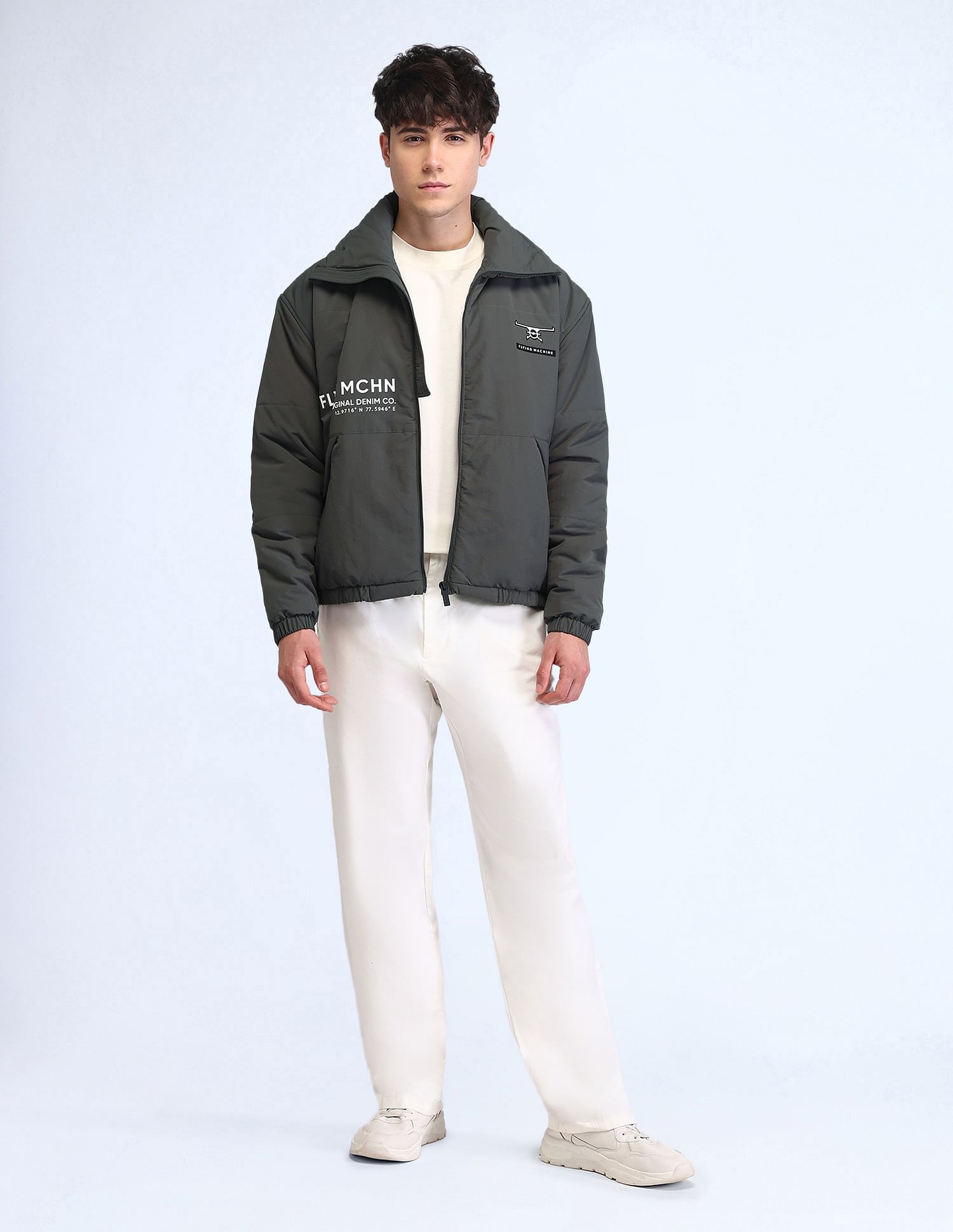 Flying Machine Relaxed Fit Printed Padded Jacket