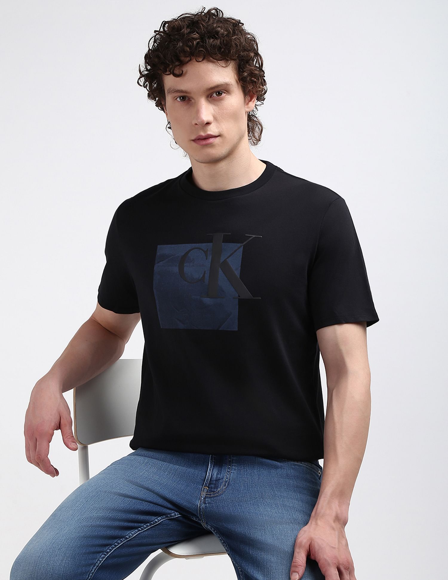 Calvin Klein Brand Print Cotton T-Shirt