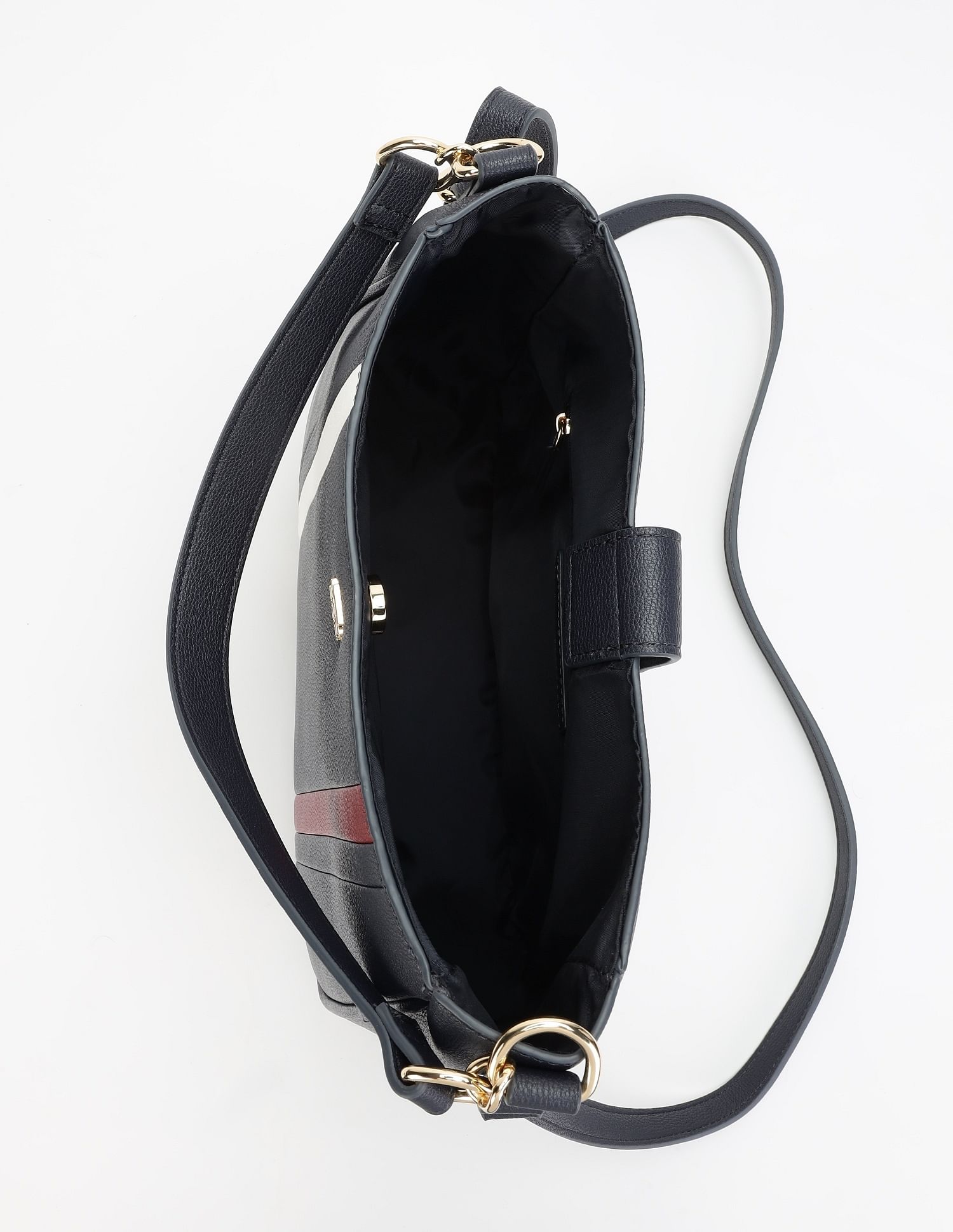 Tommy Hilfiger Striped Navy Pu Handbag