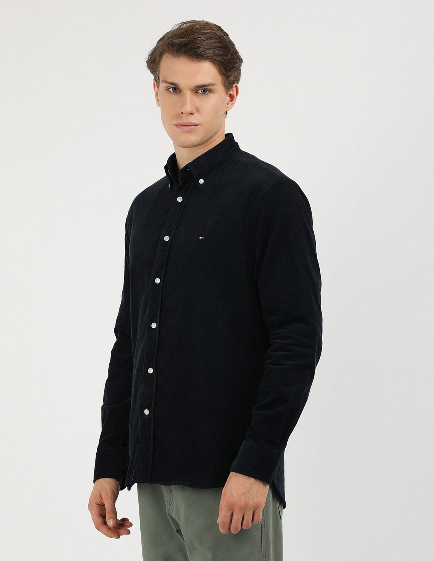 Tommy Hilfiger Solid Corduroy Regular Fit  Shirt