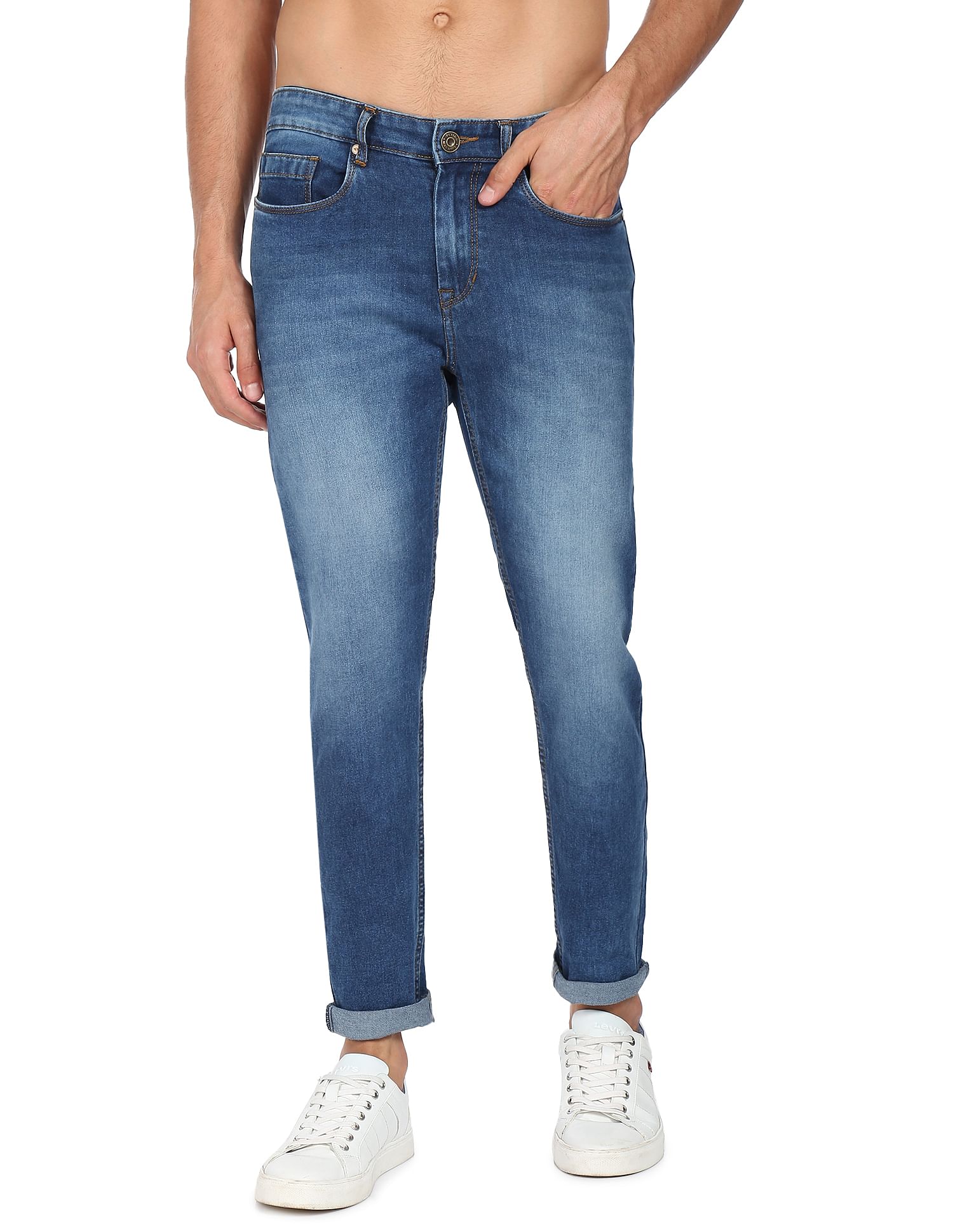 Flying Machine Slash Slim Tapered Fit Stone Wash Jeans