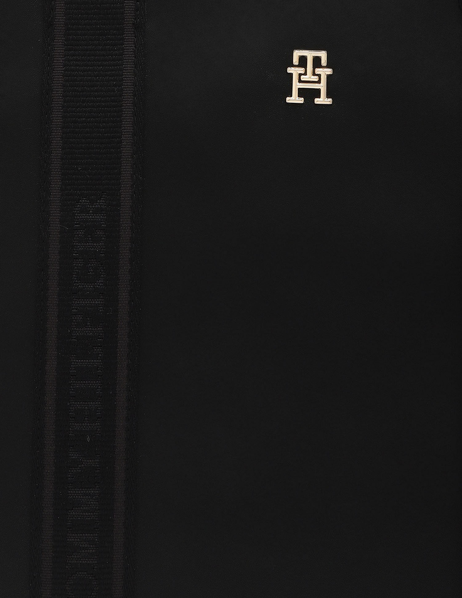 Tommy Hilfiger Solid Black PU Totes