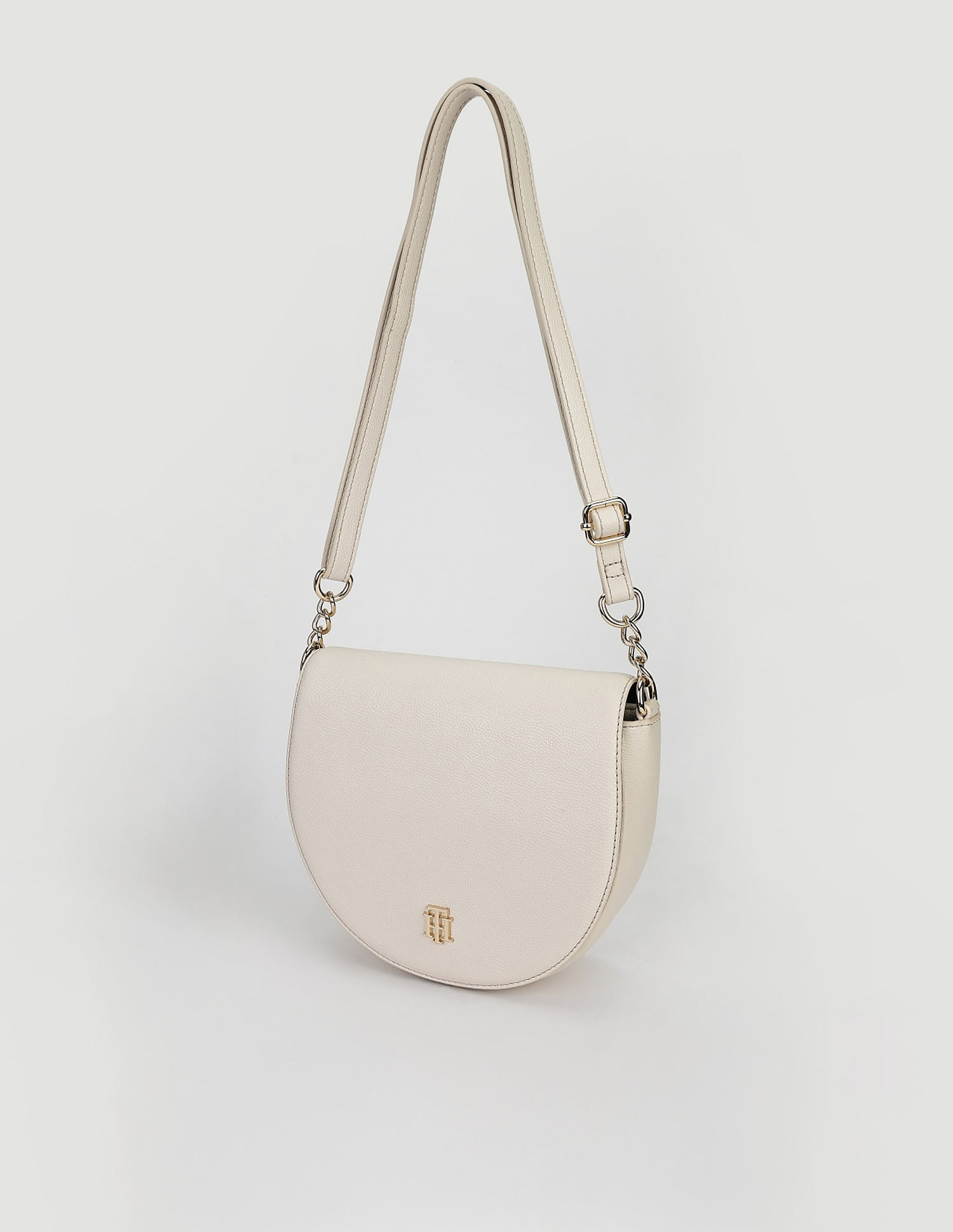 Tommy Hilfiger Solid Beige PU Sling Bags