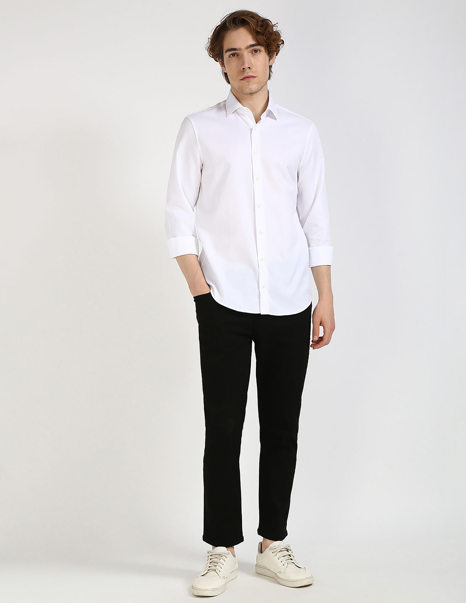 Calvin Klein Jeans White Dobby Shirt