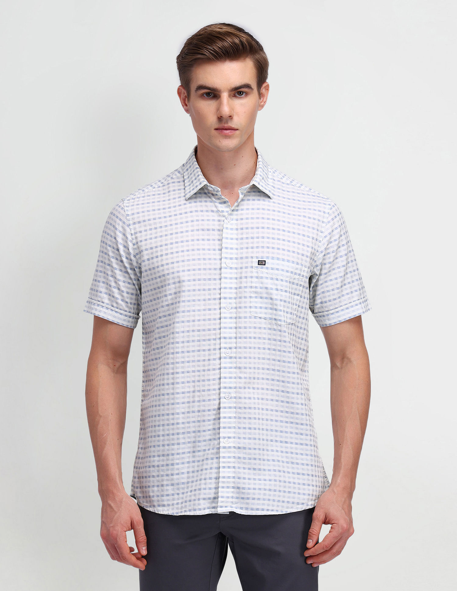 Arrow Sport Micro Checked Cotton Shirt