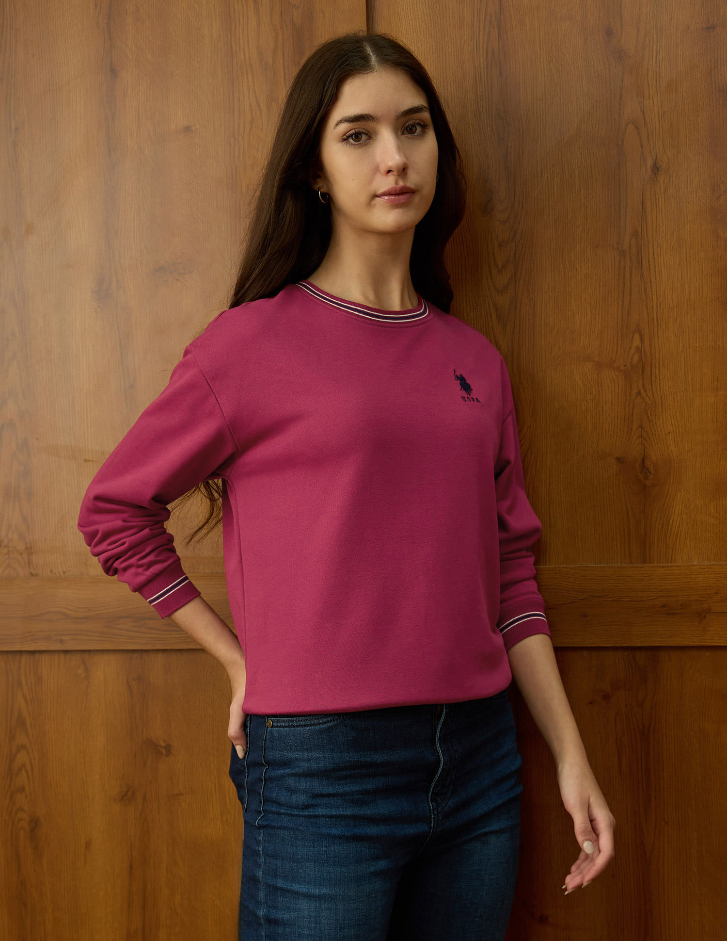 Buy Polo Women Solid Drop Shoulder Sweatshirt