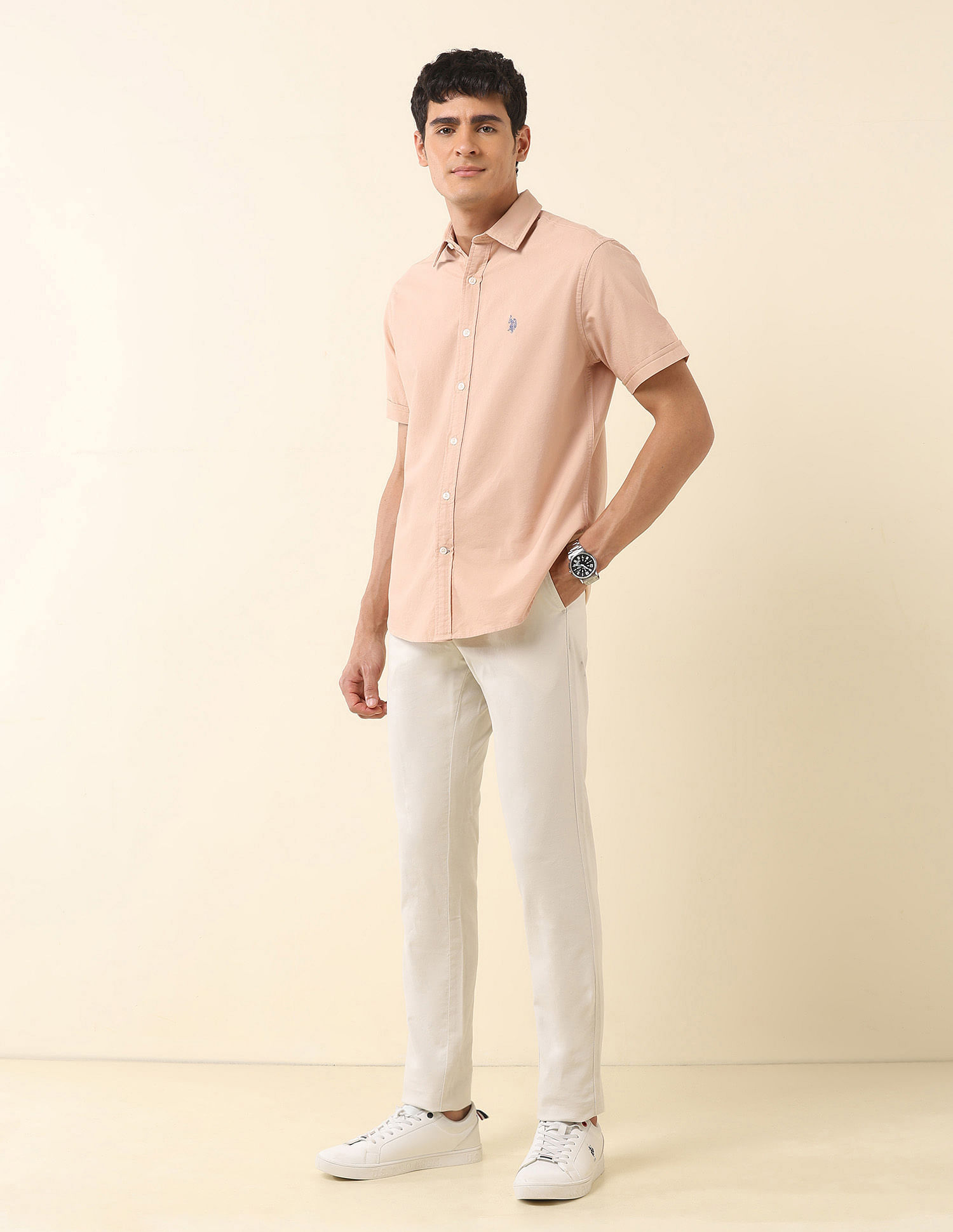 U.S. Polo Assn. Tailored Fit Solid Pure Cotton Shirt