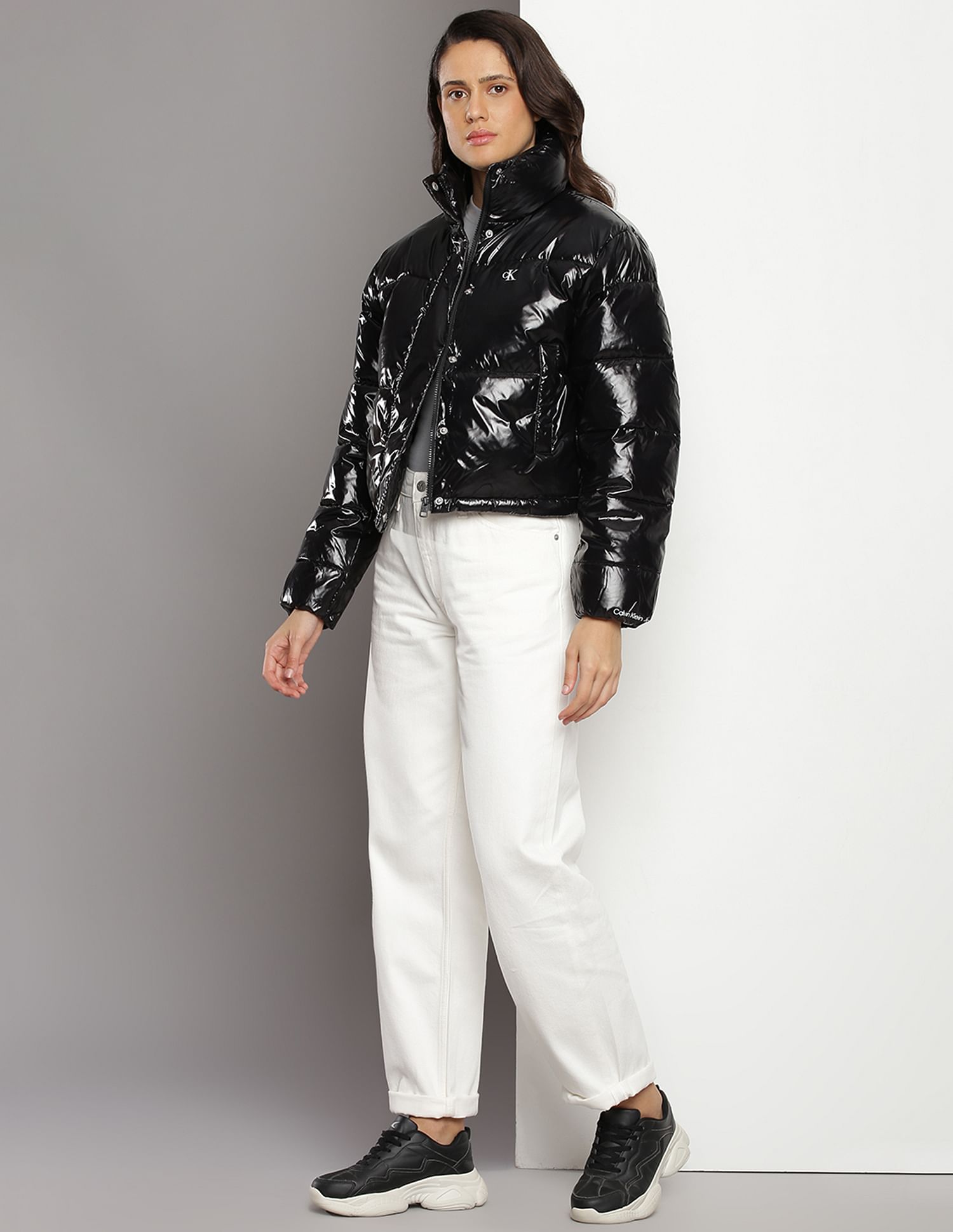 Buy Calvin Klein Cropped Shiny Puffer Jacket NNNOW