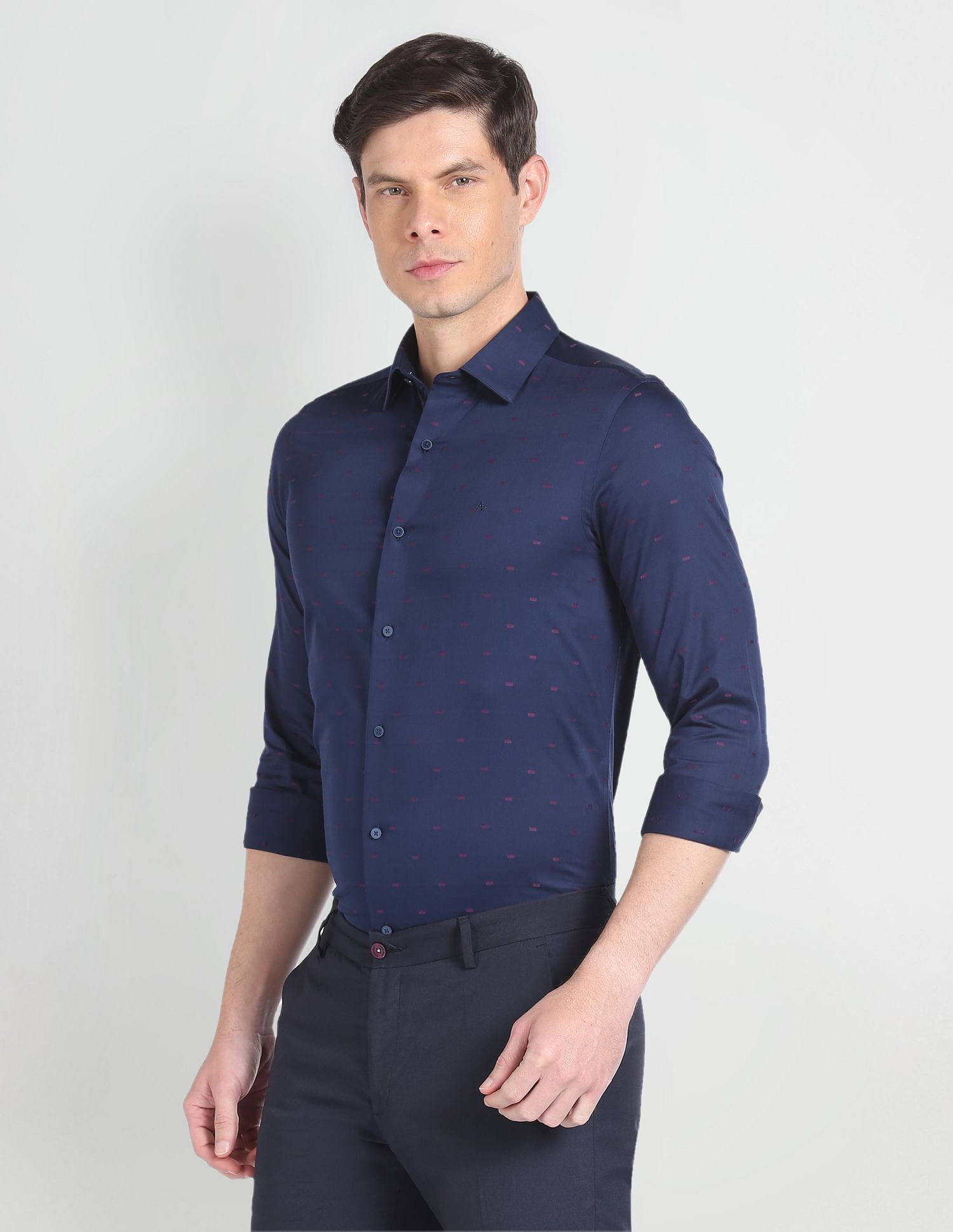 Arrow Newyork Manhattan Slim Self Design Shirt