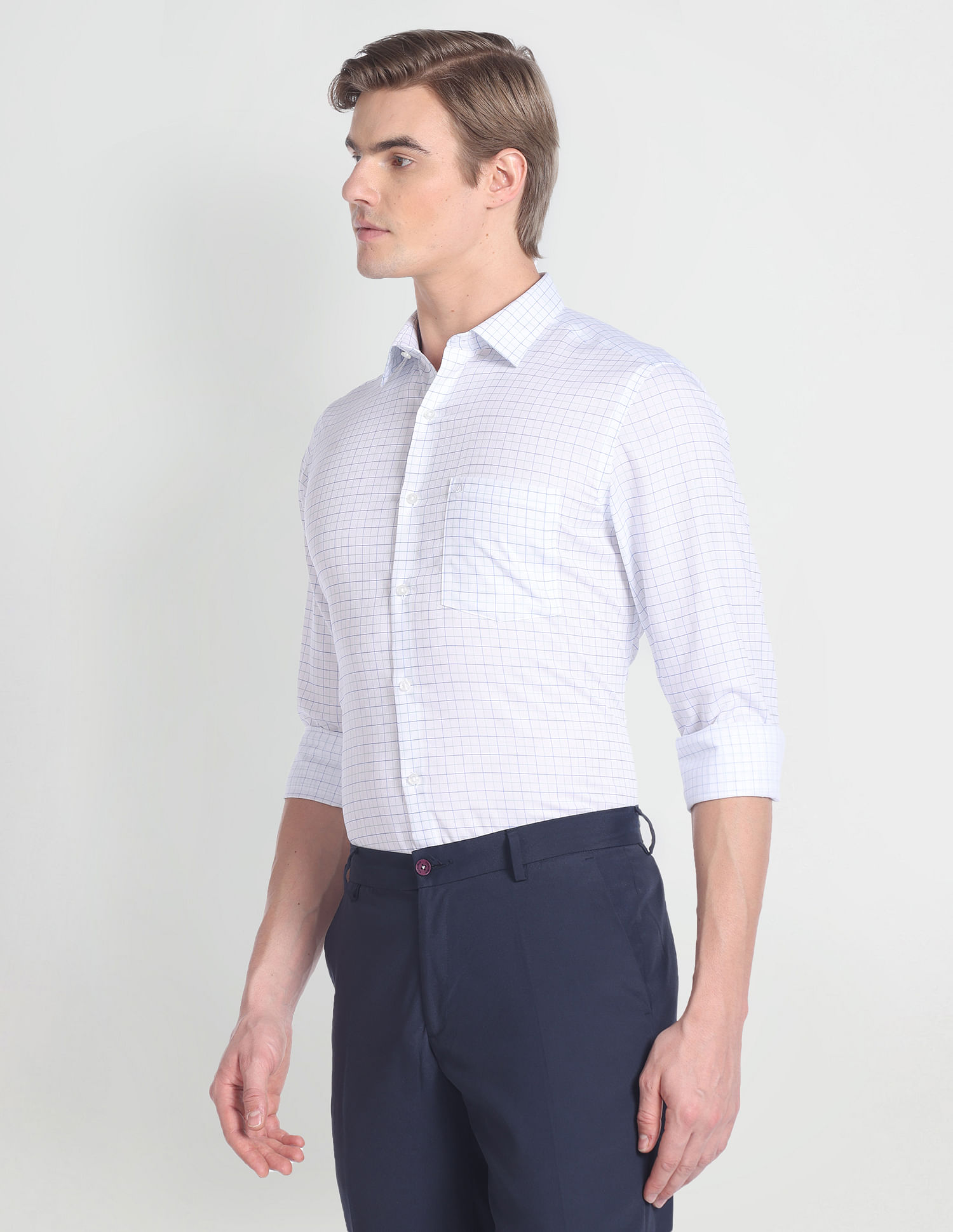 Arrow Auto Press Grid Tattersall Check Shirt