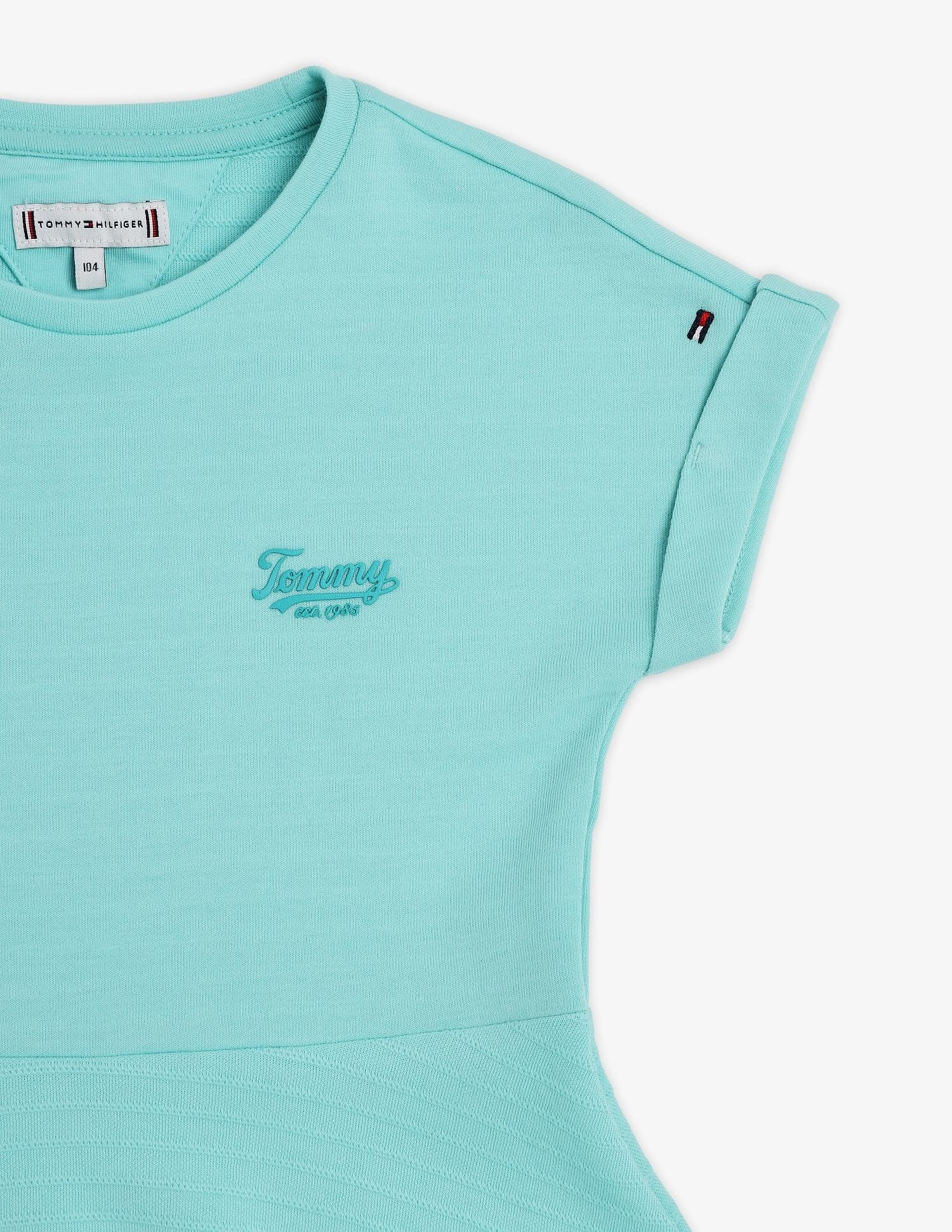 Tommy Hilfiger Kids Girls Cotton Round Neck A-Line Dress