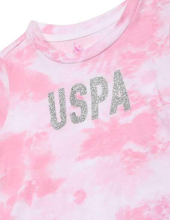 Buy U.S. Polo Assn. Kids Girls Crew Neck Tie Dye Print T