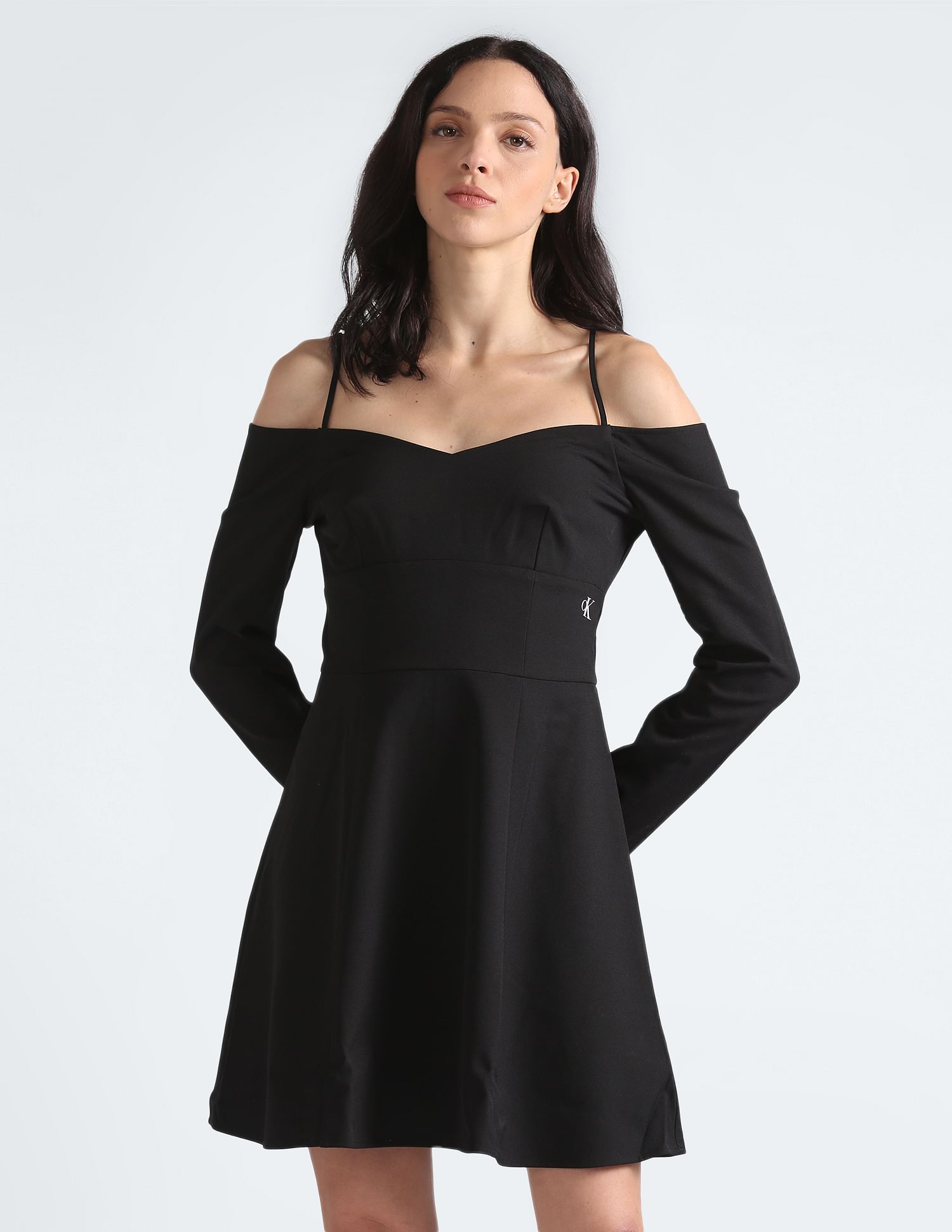 Calvin Klein Off Shoulder Solid Mini Dress