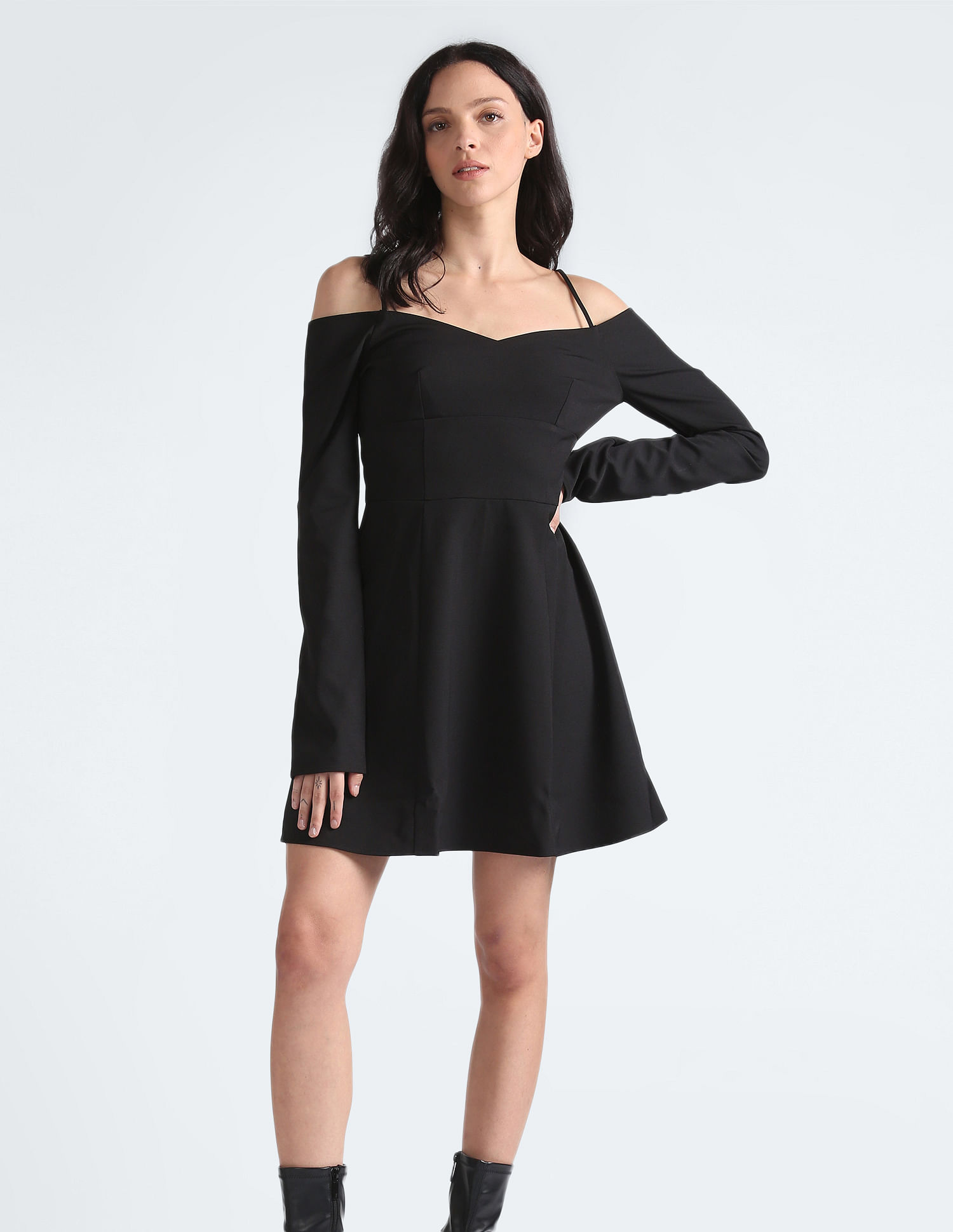 Calvin klein black off the shoulder dress online