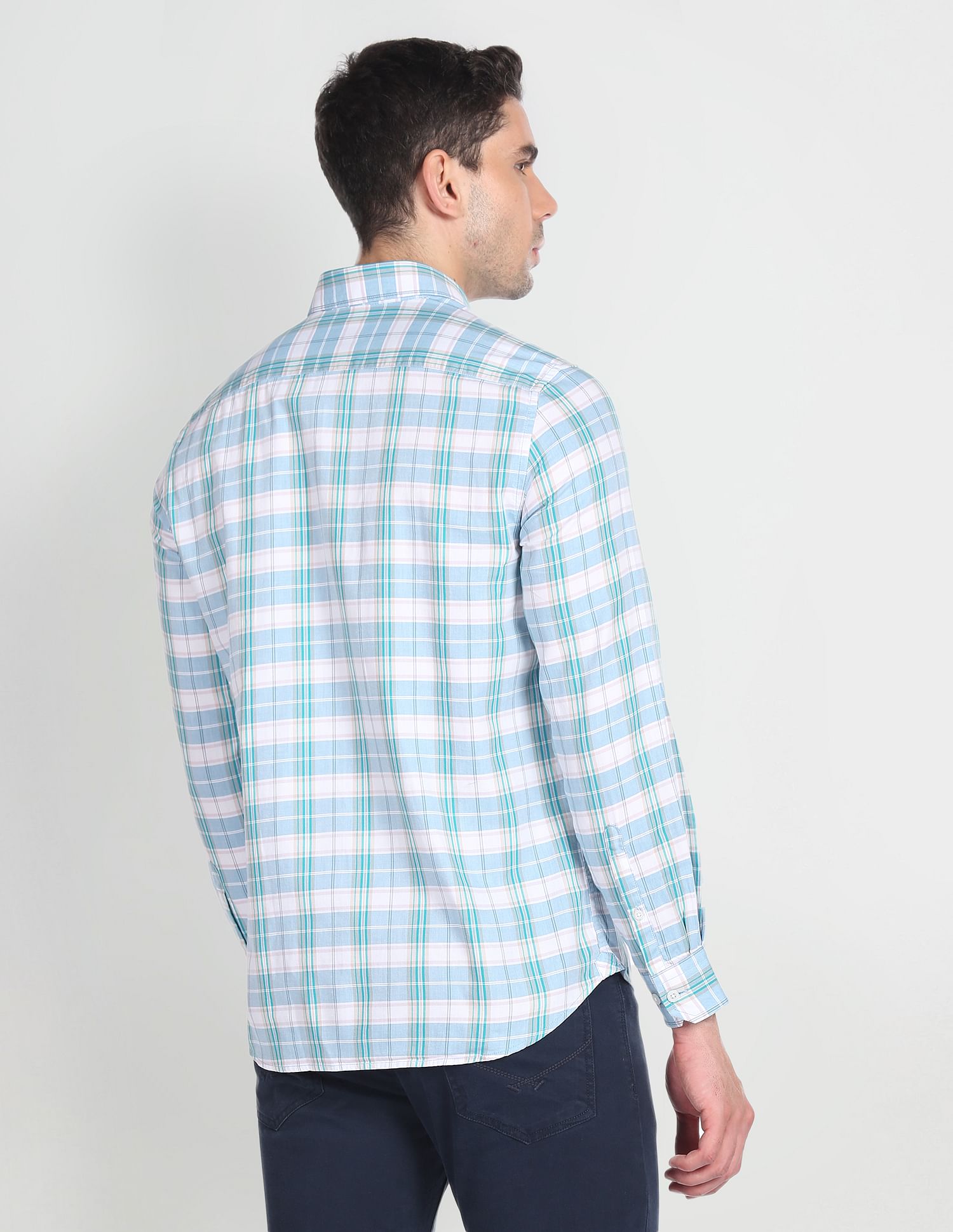 Arrow Sports Cutaway Collar Plaid Check Shirt