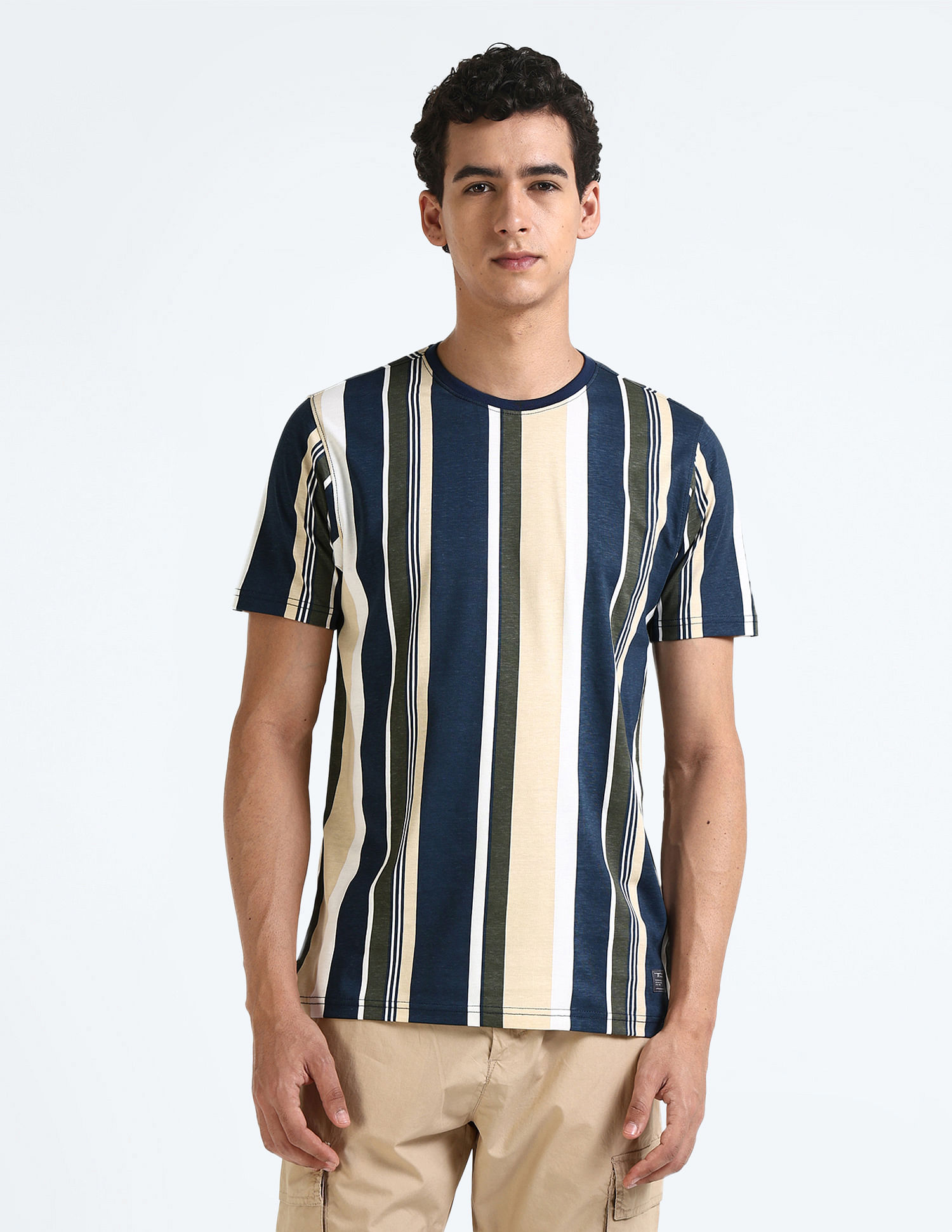 Flying Machine Vertical Stripe Cotton T-Shirt