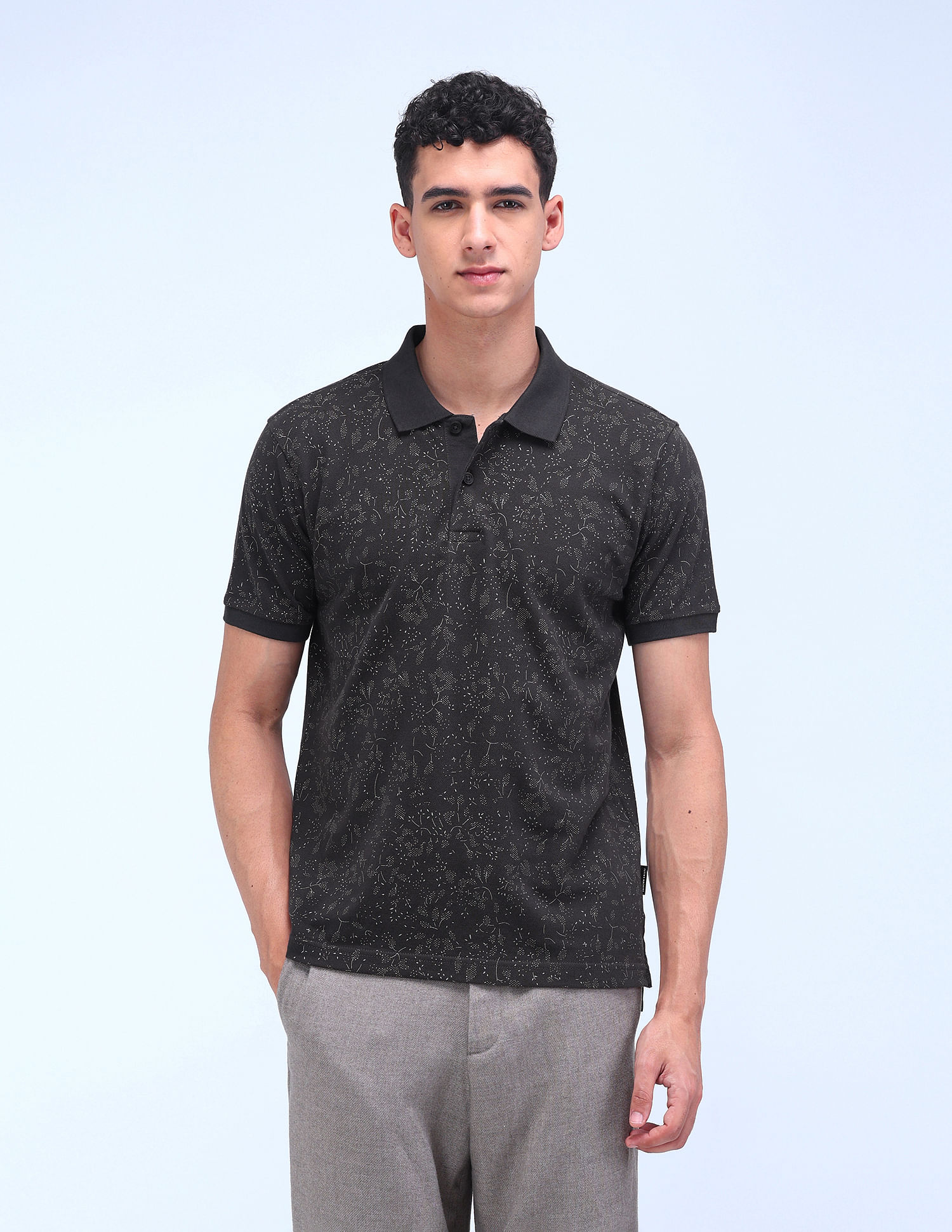 Flying Machine Cotton All-over Print Polo Shirt