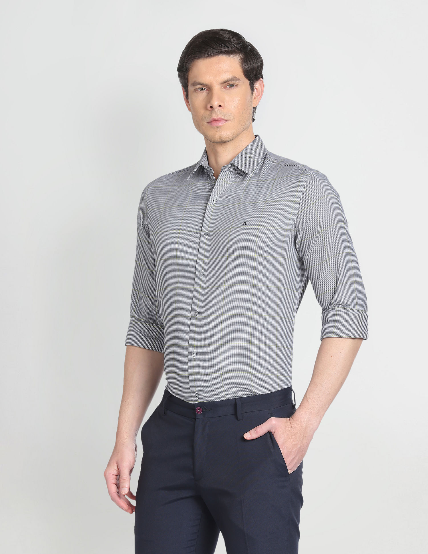 Arrow Newyork Houndstooth Slim Check Formal Shirt