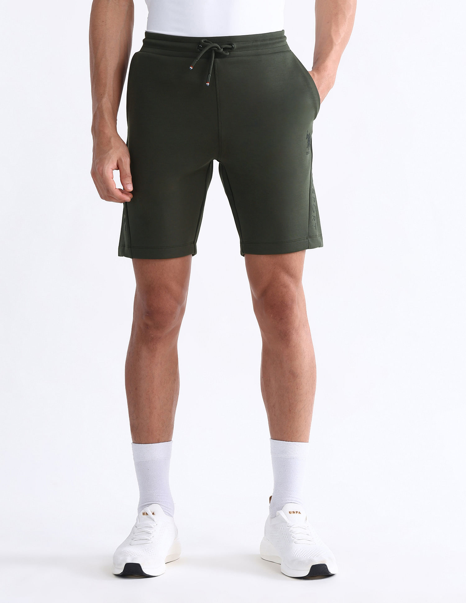 USPA Active Solid Slim Fit Active Shorts