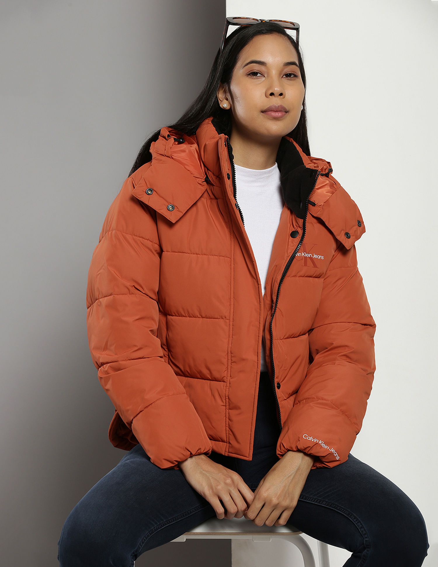 Calvin klein orange parka shops