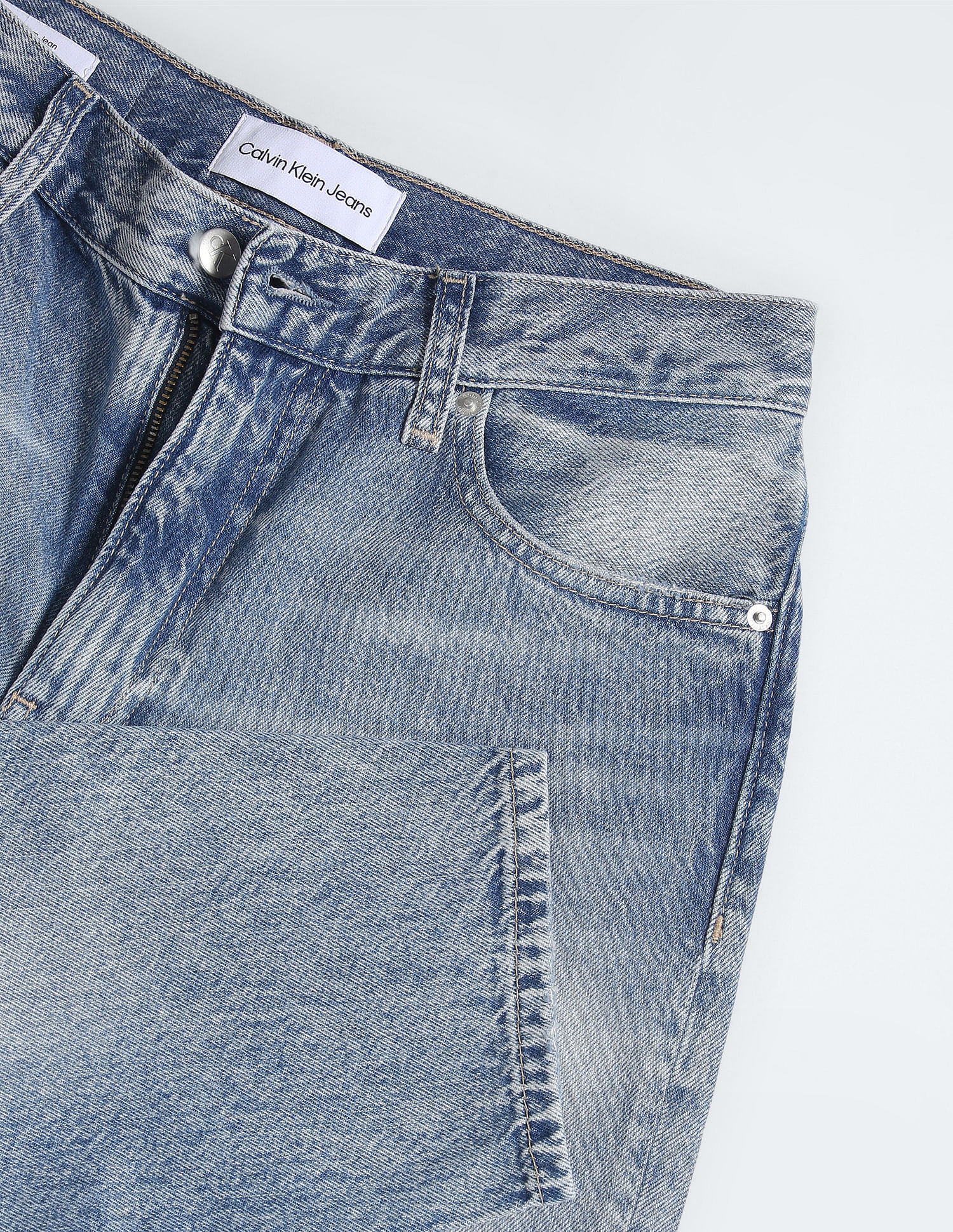Calvin Klein Mid Rise Distressed Mom Jeans