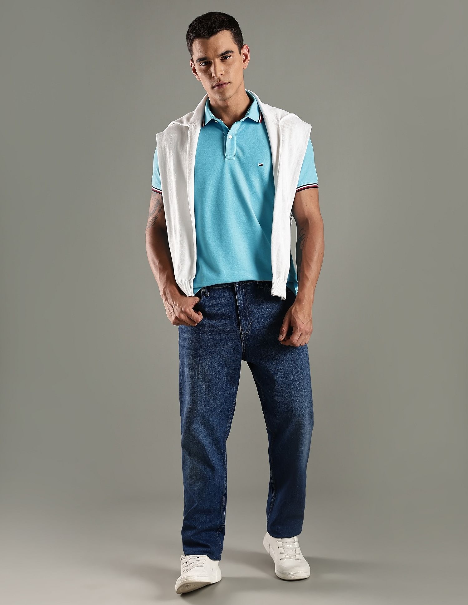 Tommy Hilfiger Solid Regular Fit Cotton Polo T-Shirt