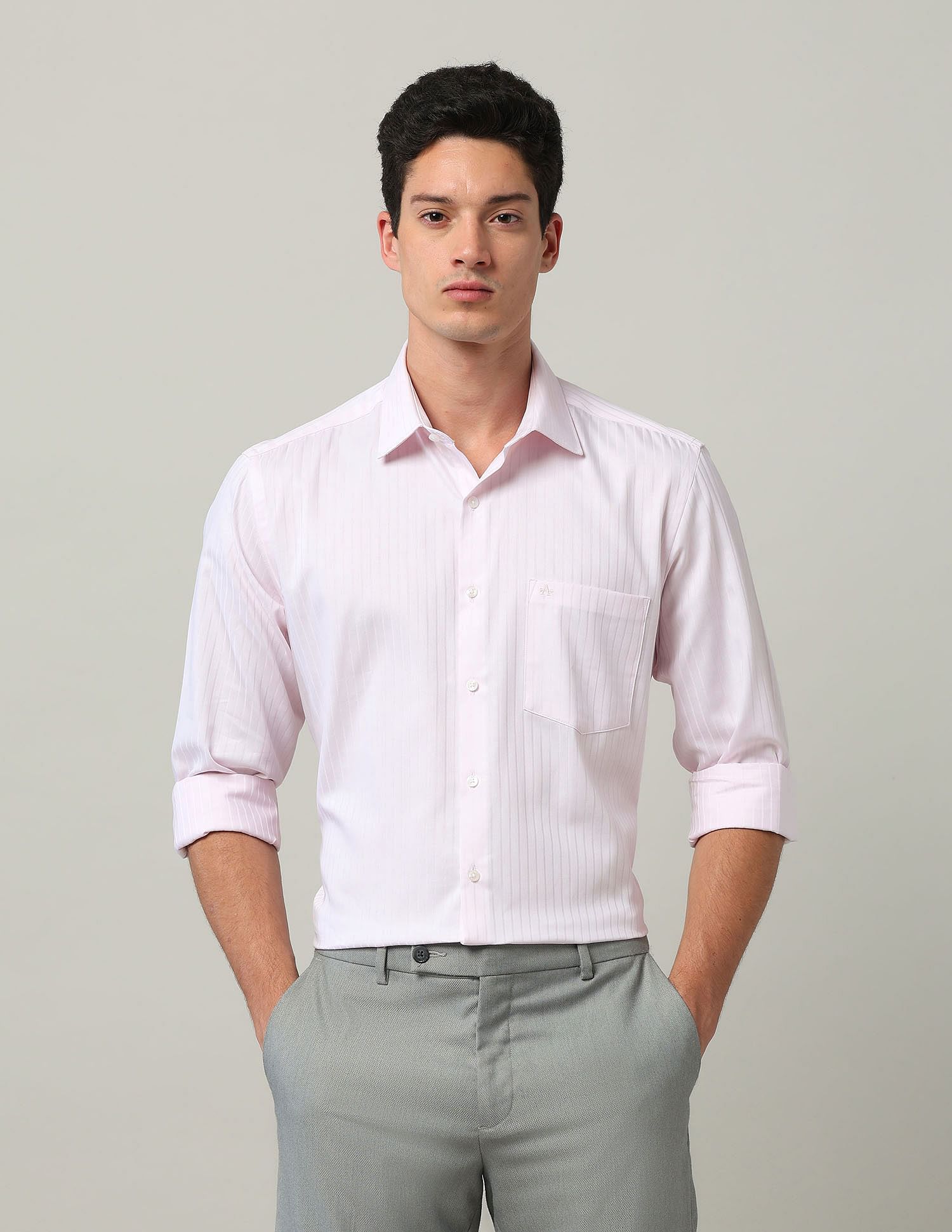 Arrow Polyester Vertical Striped Shirt
