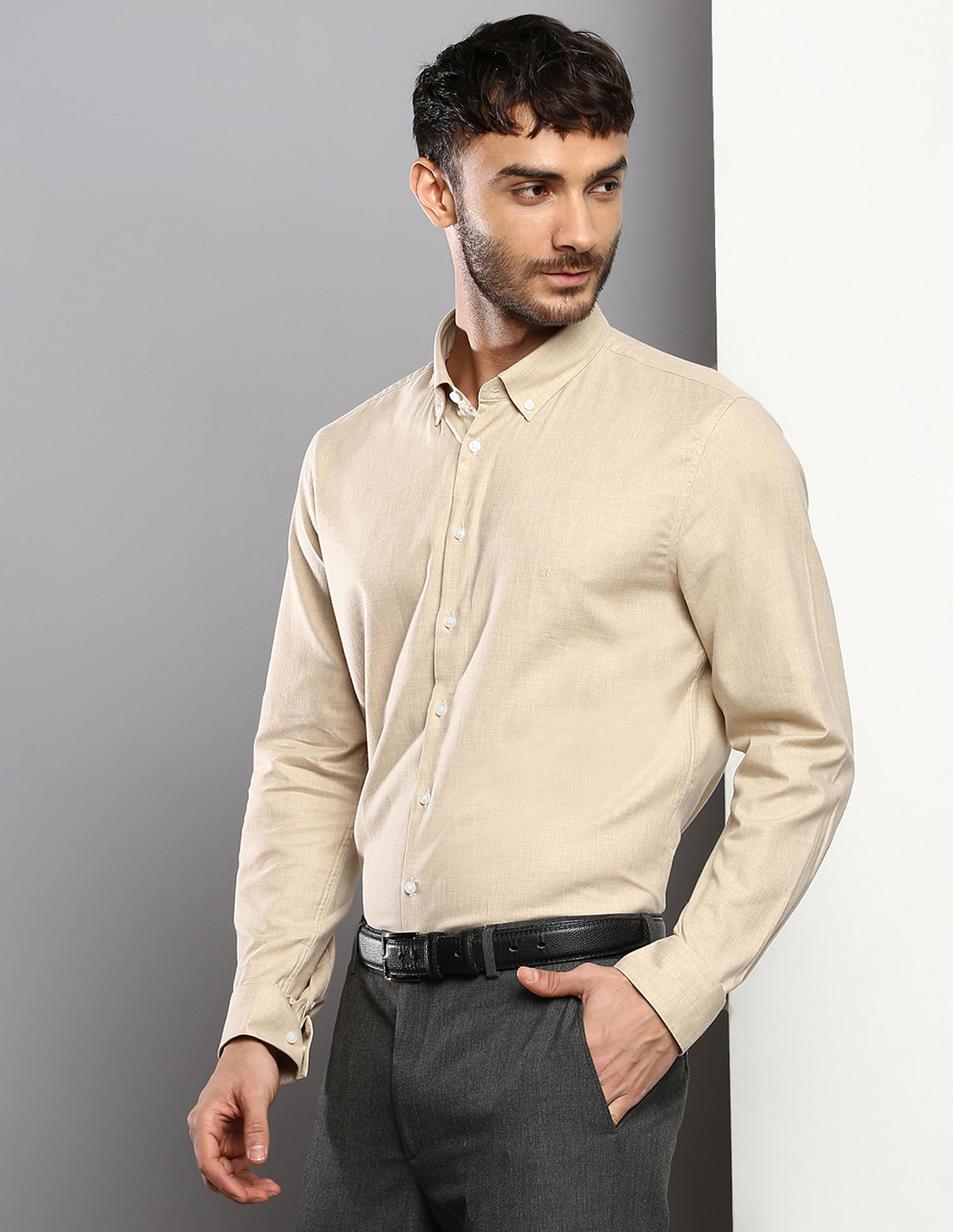 Buy Calvin Klein Heathered Slim Fit Casual Shirt - NNNOW.com