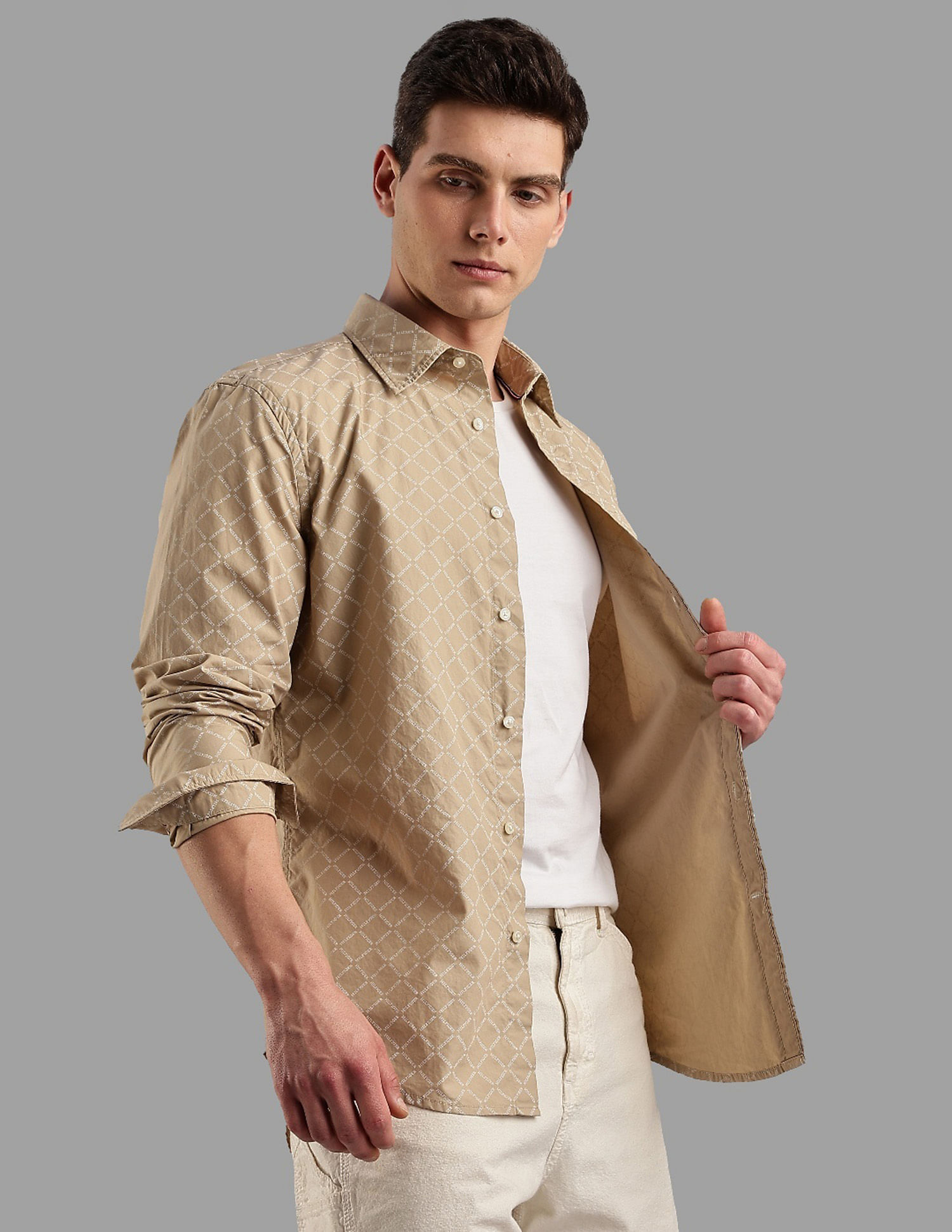 Tommy Hilfiger Printed Regular Fit Plain Woven Shirt