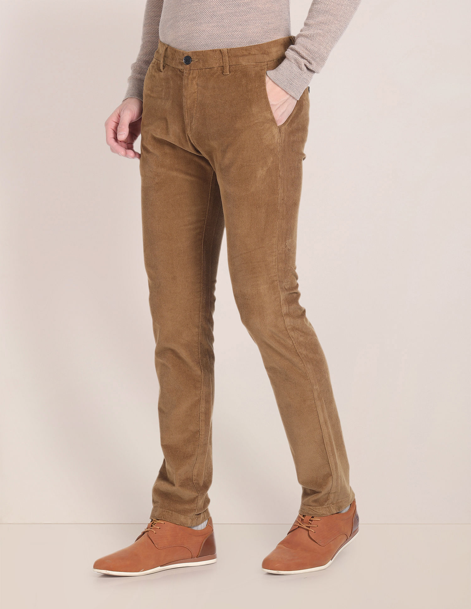 Buy Hiltl Men Dark Brown Corduroy Trousers Online - 674603 | The Collective