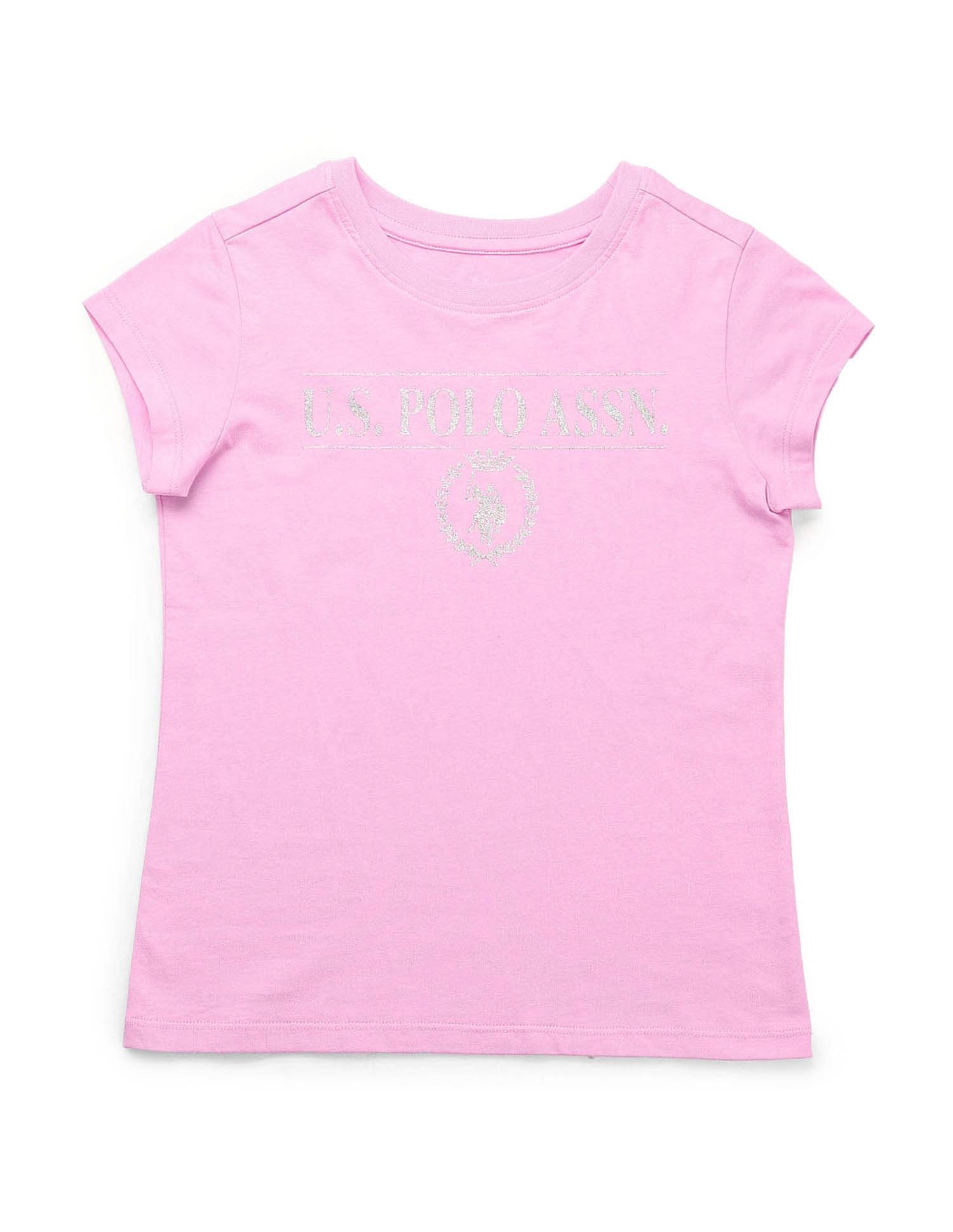 U.S. Polo Assn. Kids Girls Glitter Regular Fit T-Shirt