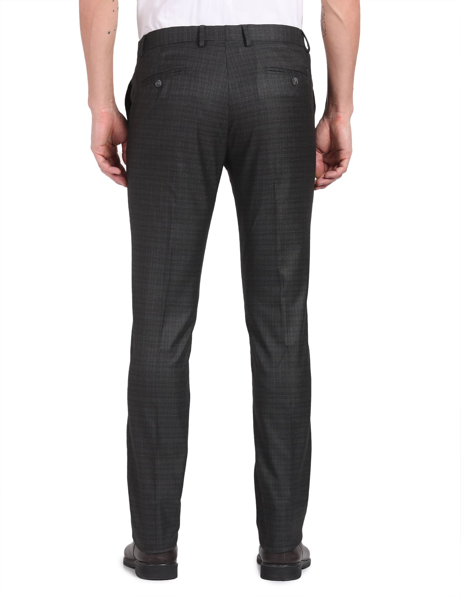 Arrow Mid Rise Checked Trousers