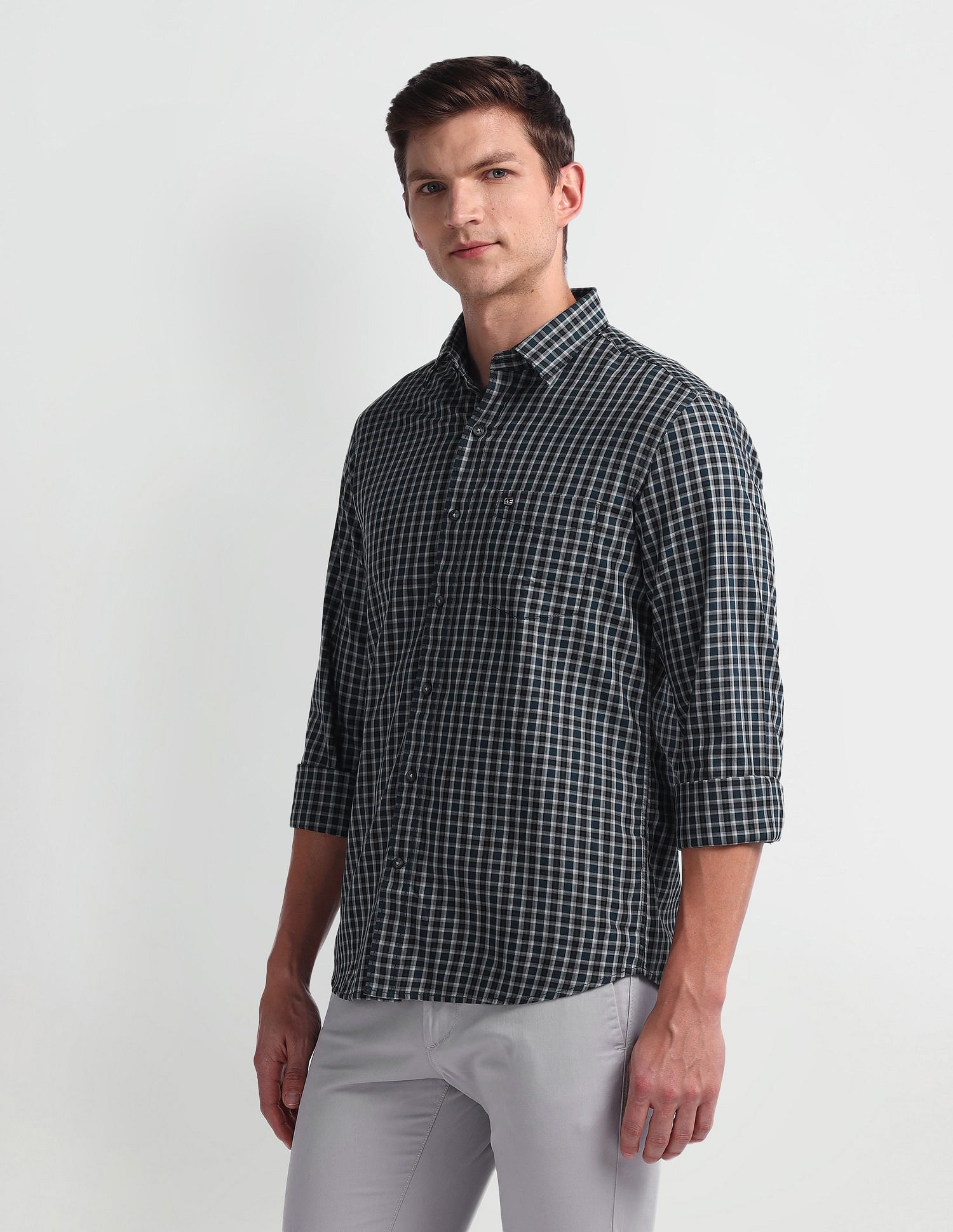 Arrow Sport Tartan Checked Manhattan Slim Shirt
