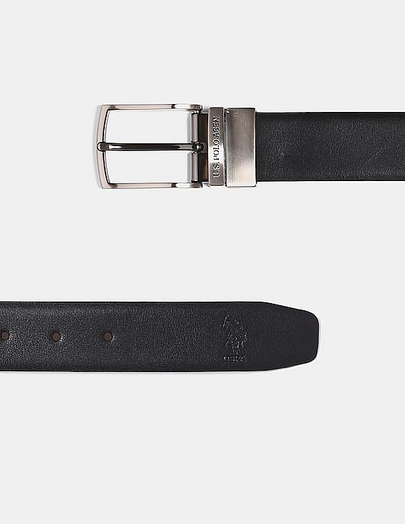 U.S. Polo Assn. Black And Brown Metallic Buckle Reversible Belt