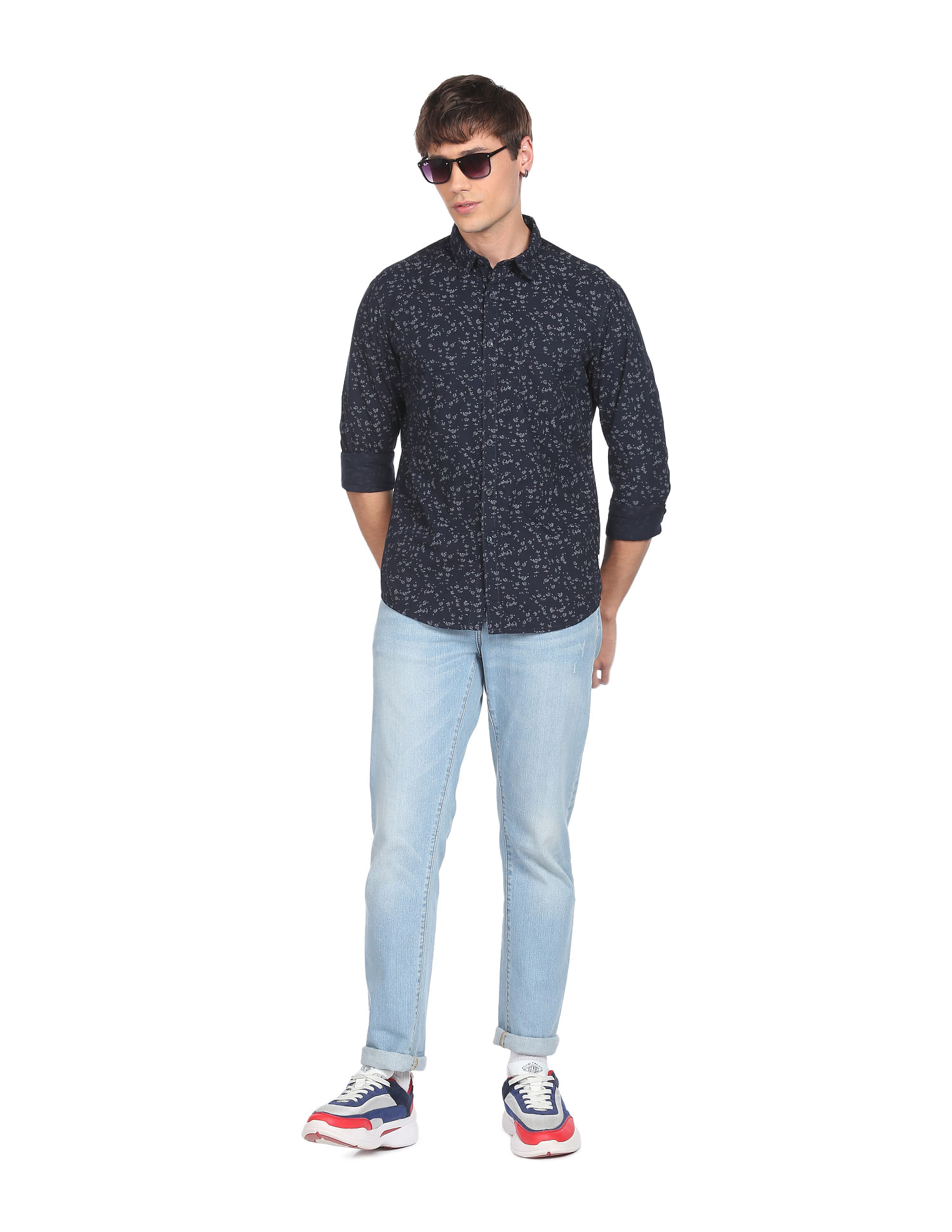 Flying Machine Floral Print Pure Cotton Shirt