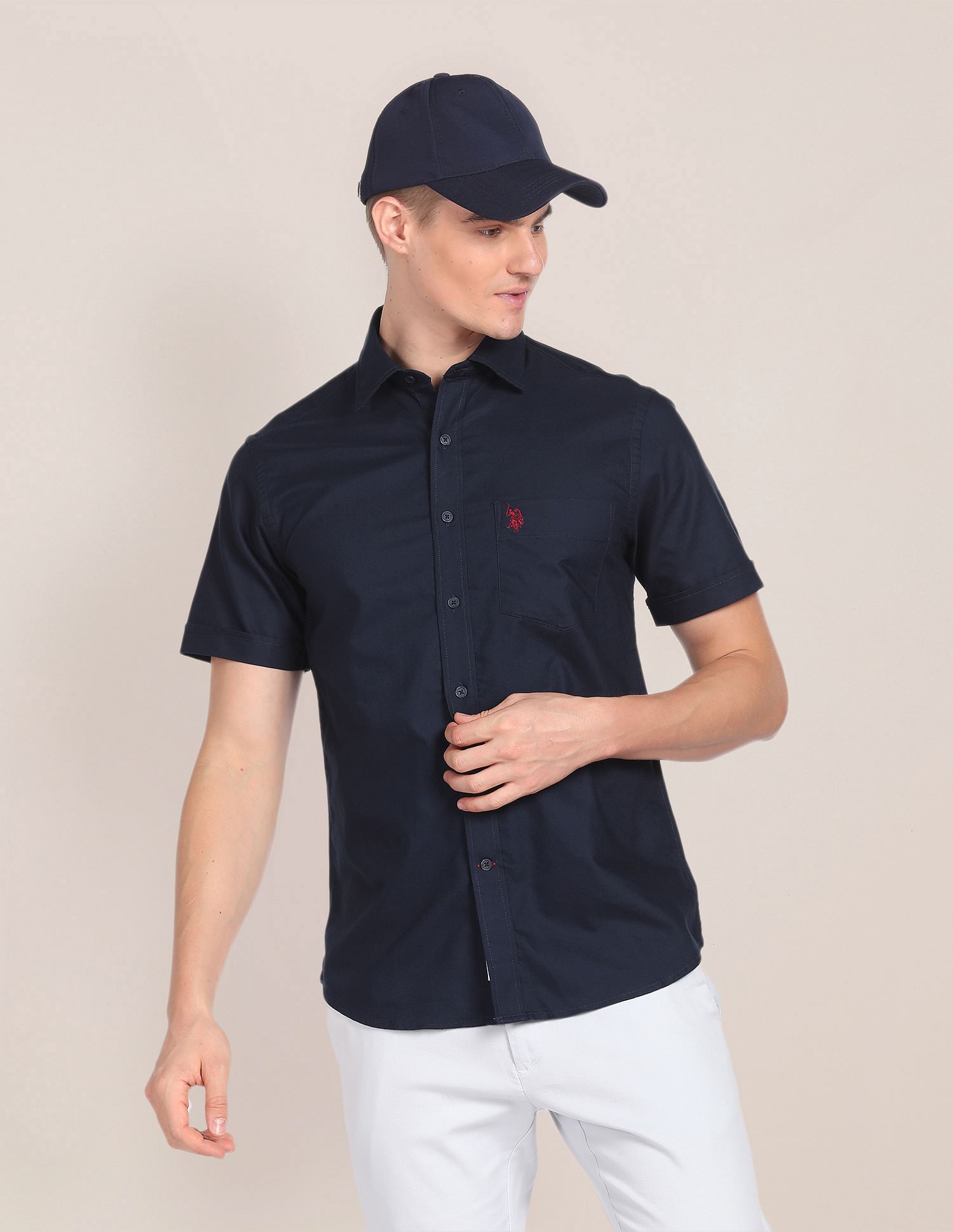 U.S. Polo Assn. Short Sleeve Cotton Solid Casual Shirt