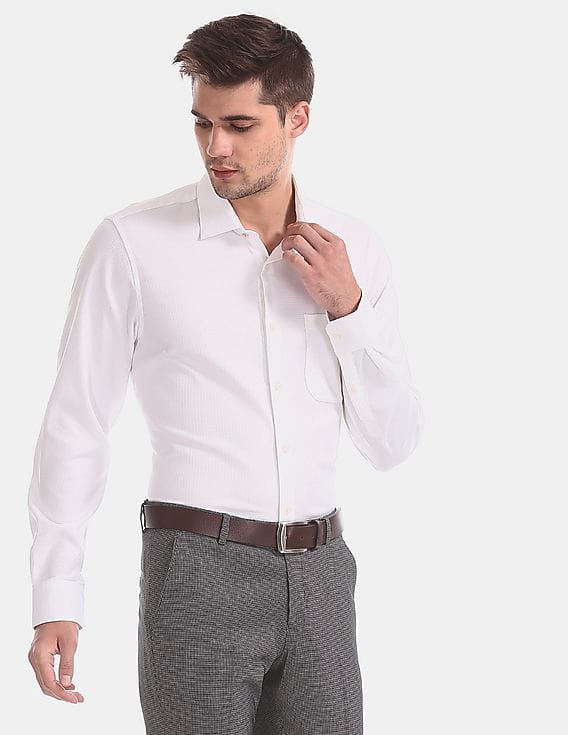 Buy Arvind Men Men White French Placket 