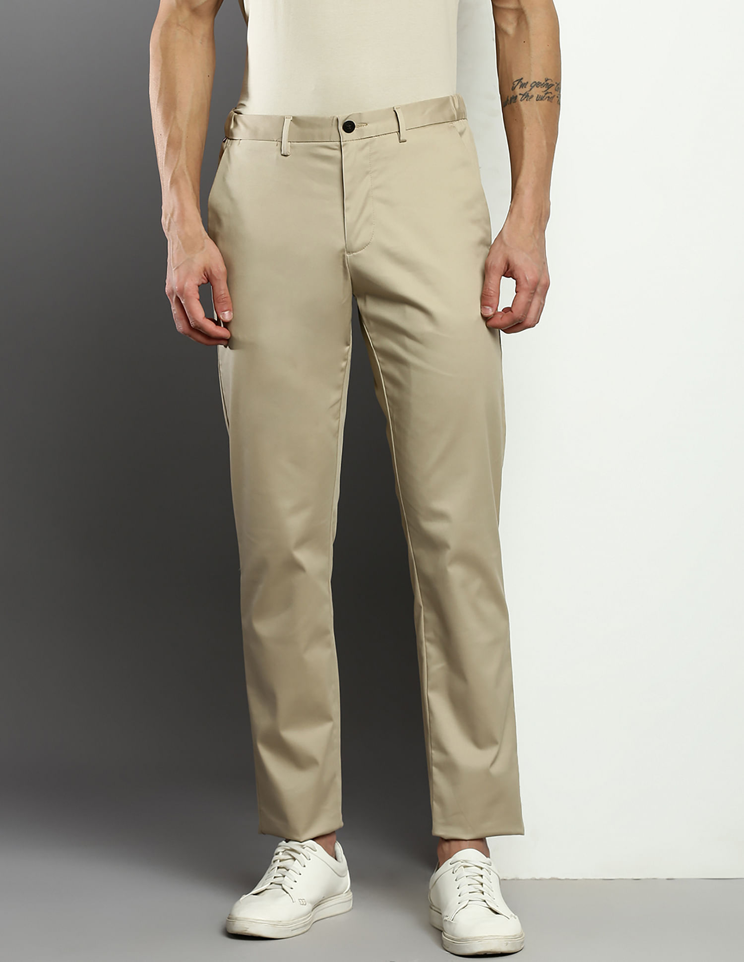 Buy Arrow Sports Slim Fit Dobby Casual Trousers - NNNOW.com